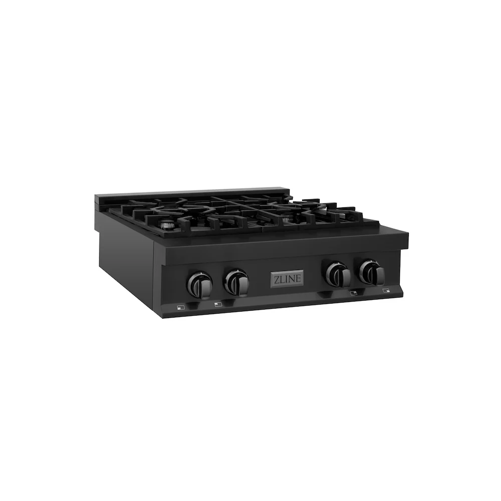 ZLINE 30 in. Legacy Gas Rangetop with 4 Burners and Porcelain Cooktop in Black Stainless Steel, Open Box-Great Condition