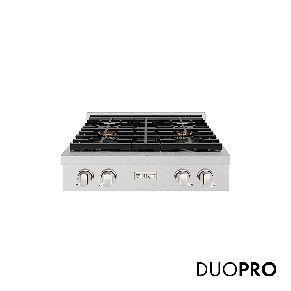 ZLINE 30 in. Paramount Gas Rangetop with 4 Burner DuoPro™ Cooktop in Satin Stainless Steel, Open Box-Great Condition