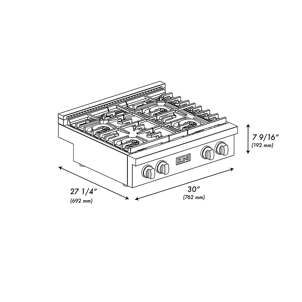 ZLINE 30 in. Paramount Gas Rangetop with 4 Burner DuoPro™ Cooktop in Stainless Steel - Image 11