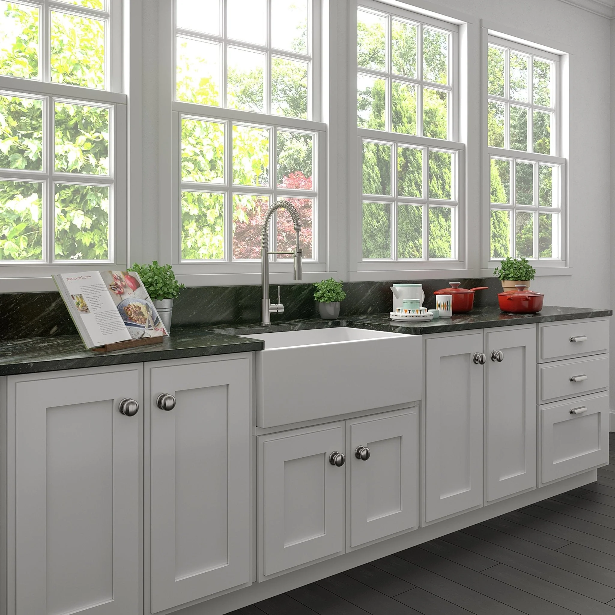 ZLINE 30 in. Venice Farmhouse Apron Front Reversible Single Bowl Fireclay Kitchen Sink with Bottom Grid in White Gloss (FRC5119-WH-30) - Image 18