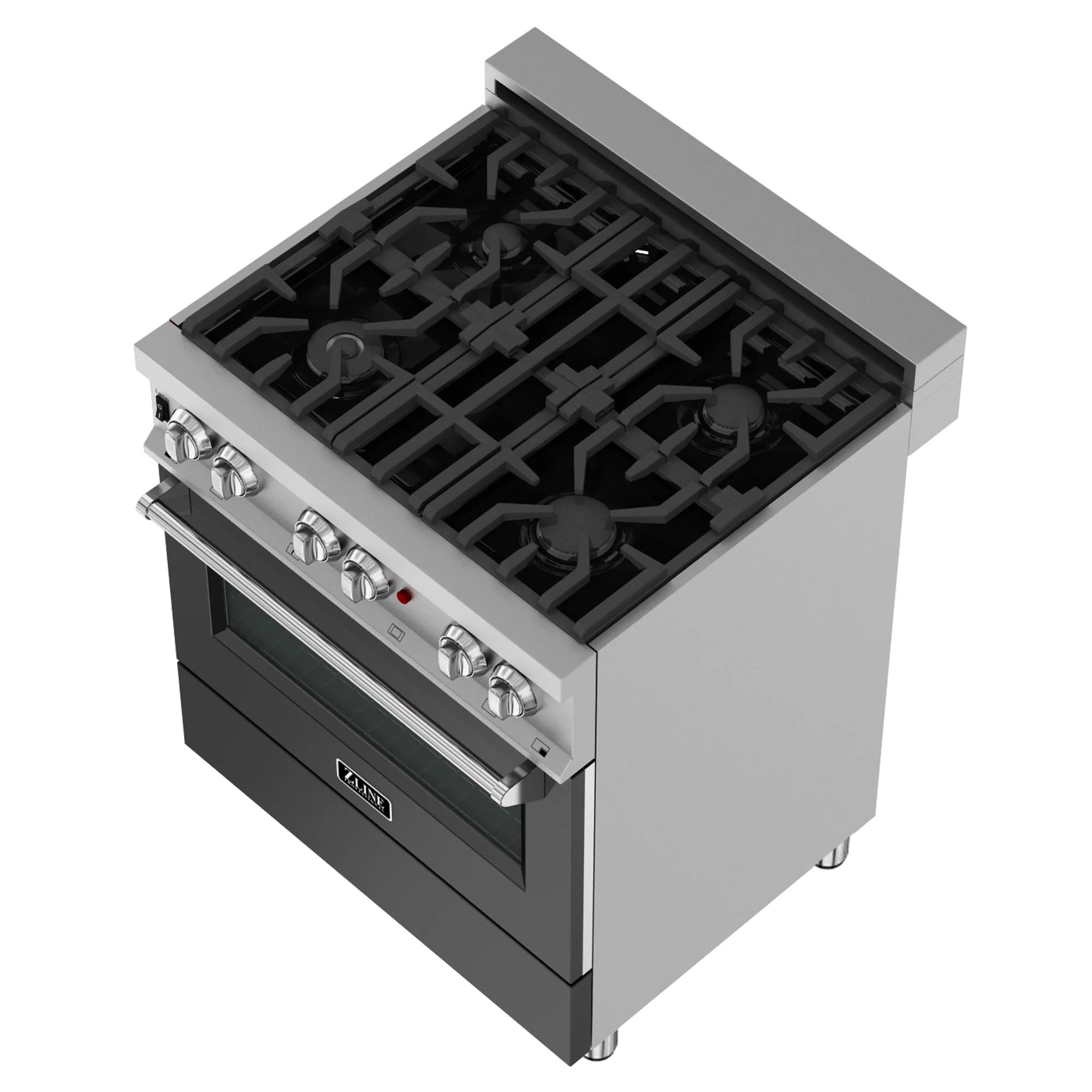 ZLINE 30 in. 4.0 cu. ft. Legacy Dual Fuel Range with 4 Burner Gas Cooktop and Electric Convection Oven in Satin Stainless Steel and Black Matte Door (RAS-BLM-30) - Image 11