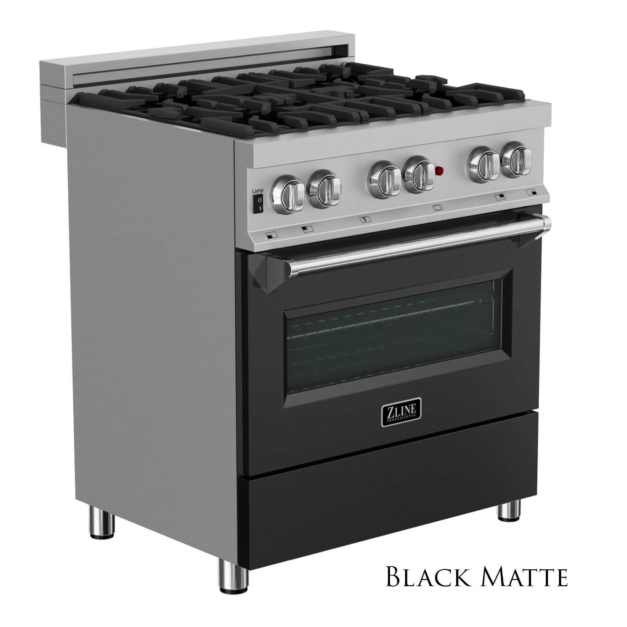 ZLINE 30 in. 4.0 cu. ft. Legacy Dual Fuel Range with 4 Burner Gas Cooktop and Electric Convection Oven in Satin Stainless Steel and Black Matte Door (RAS-BLM-30) - Image 4