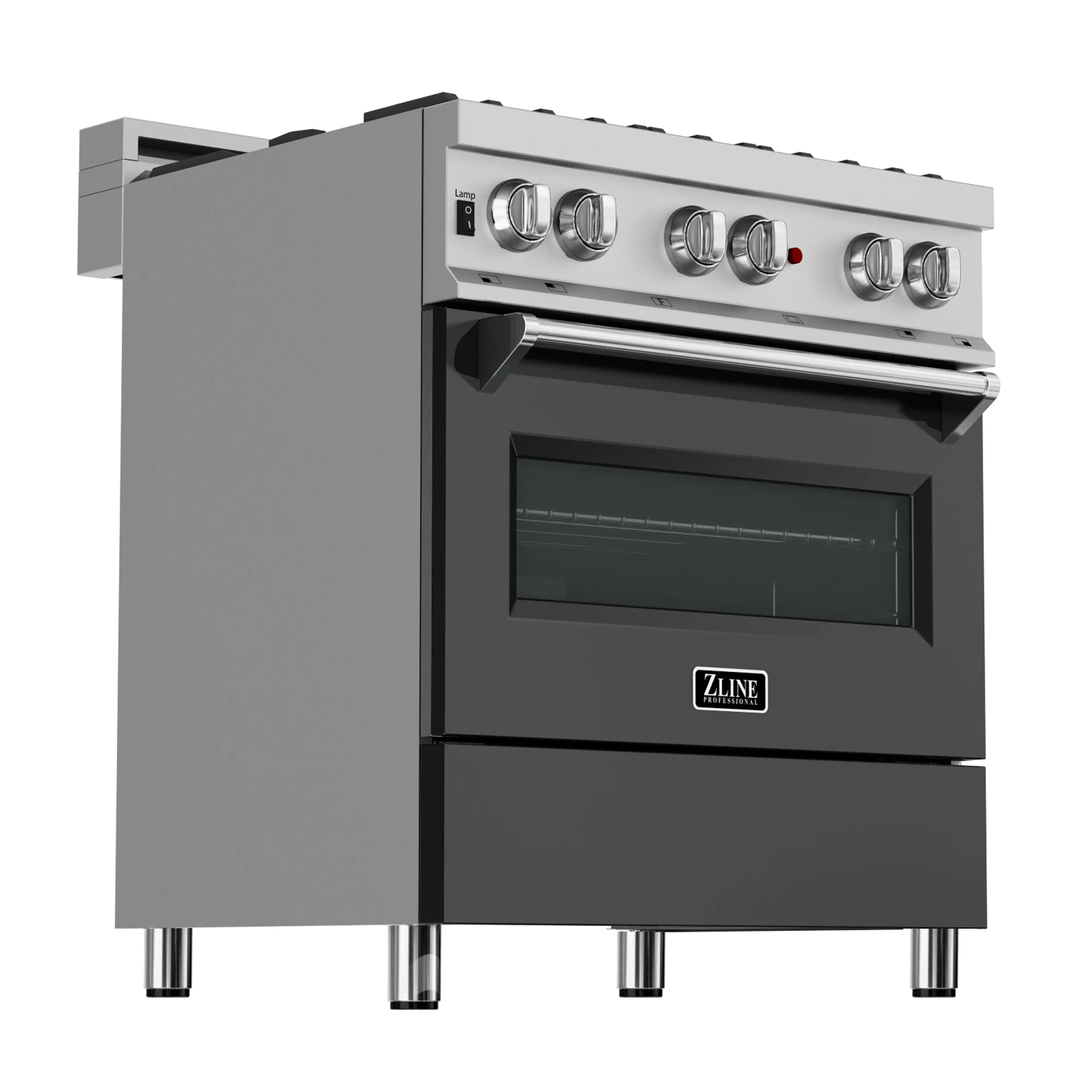 ZLINE 30 in. 4.0 cu. ft. Legacy Dual Fuel Range with 4 Burner Gas Cooktop and Electric Convection Oven in Satin Stainless Steel and Black Matte Door (RAS-BLM-30) - Image 8