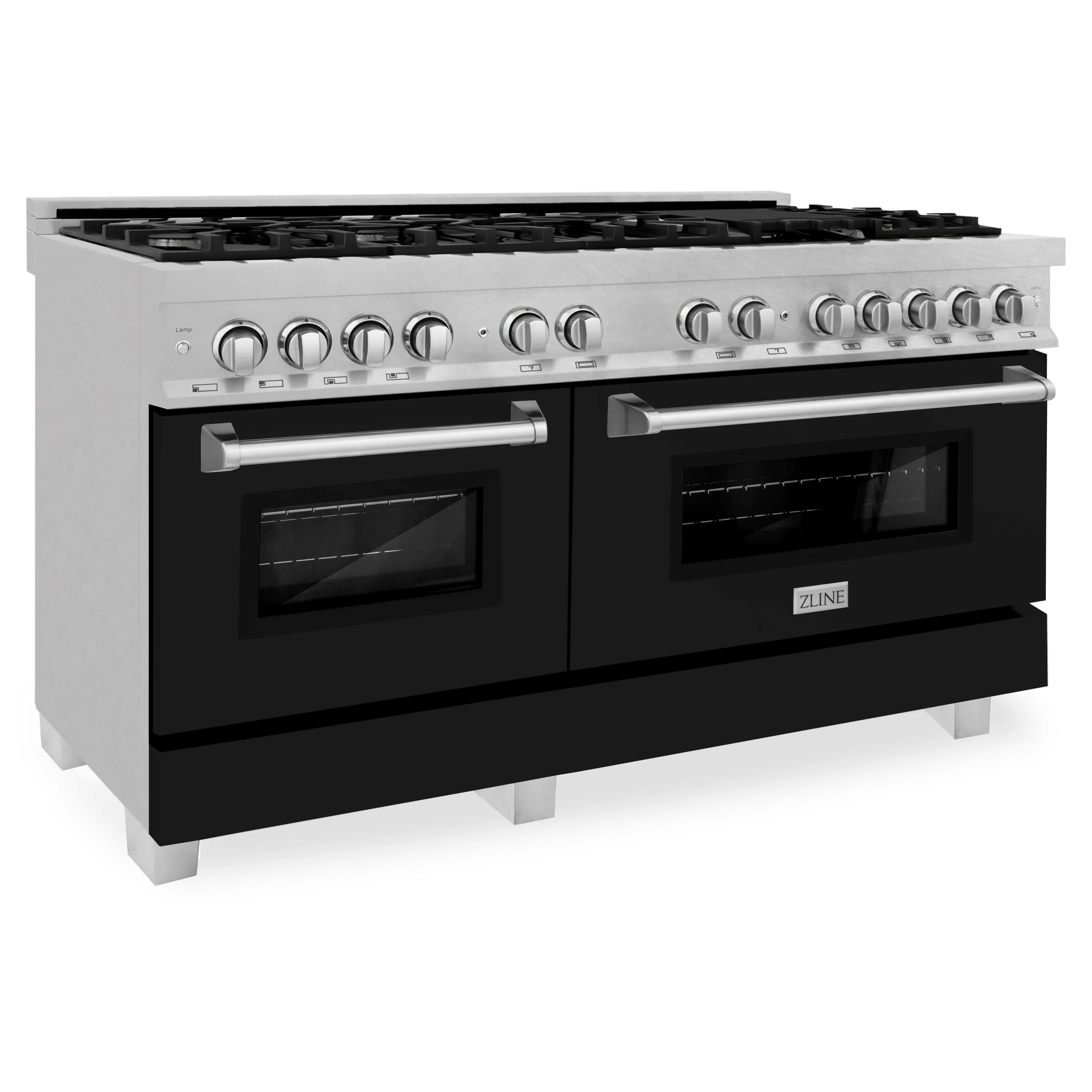 ZLINE 30 in. 4.0 cu. ft. Legacy Dual Fuel Range with 4 Burner Gas Cooktop and Electric Convection Oven in Satin Stainless Steel and Blue Matte Door (RAS-BM-30)
