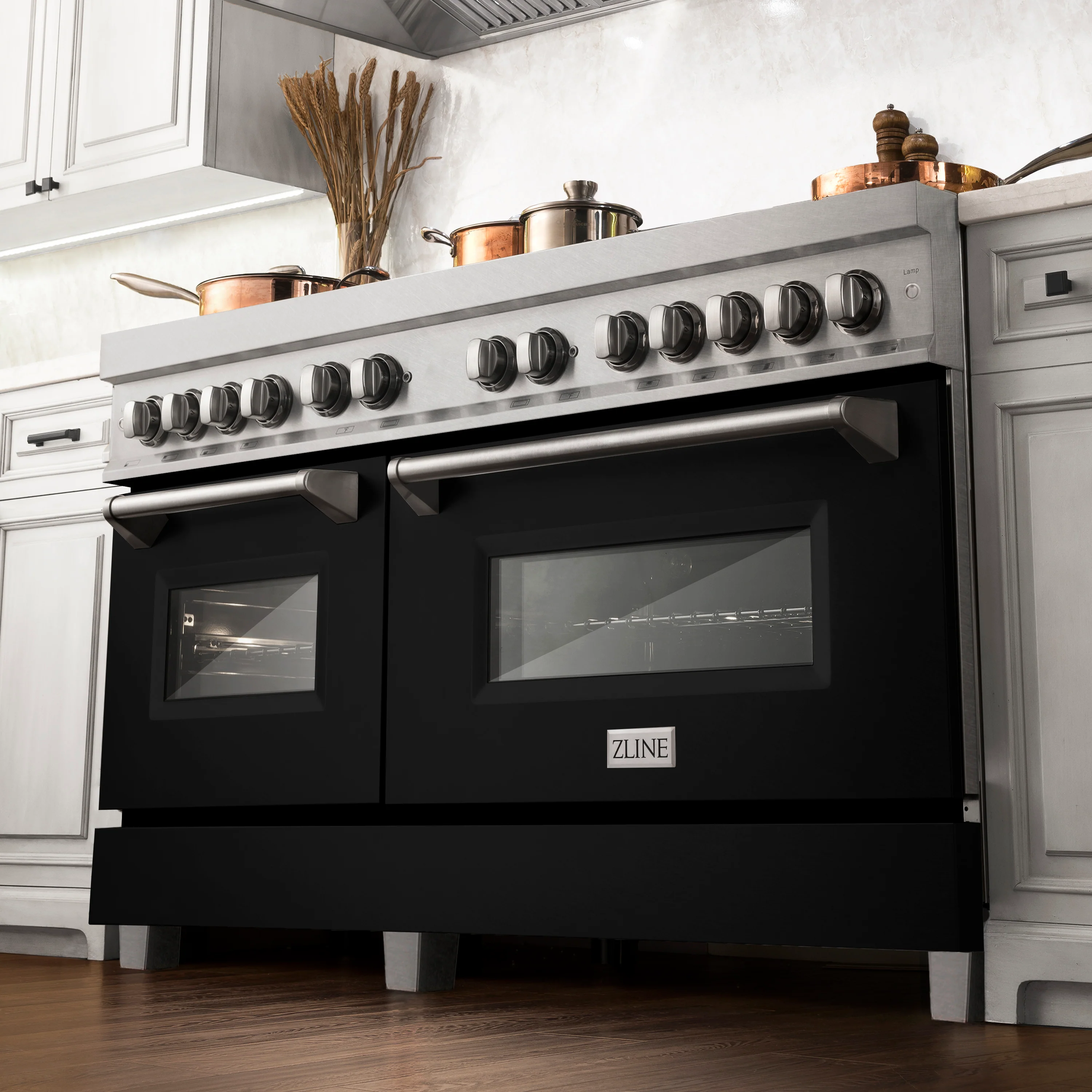ZLINE 30 in. 4.0 cu. ft. Legacy Dual Fuel Range with 4 Burner Gas Cooktop and Electric Convection Oven in Satin Stainless Steel and Blue Matte Door (RAS-BM-30) - Image 2