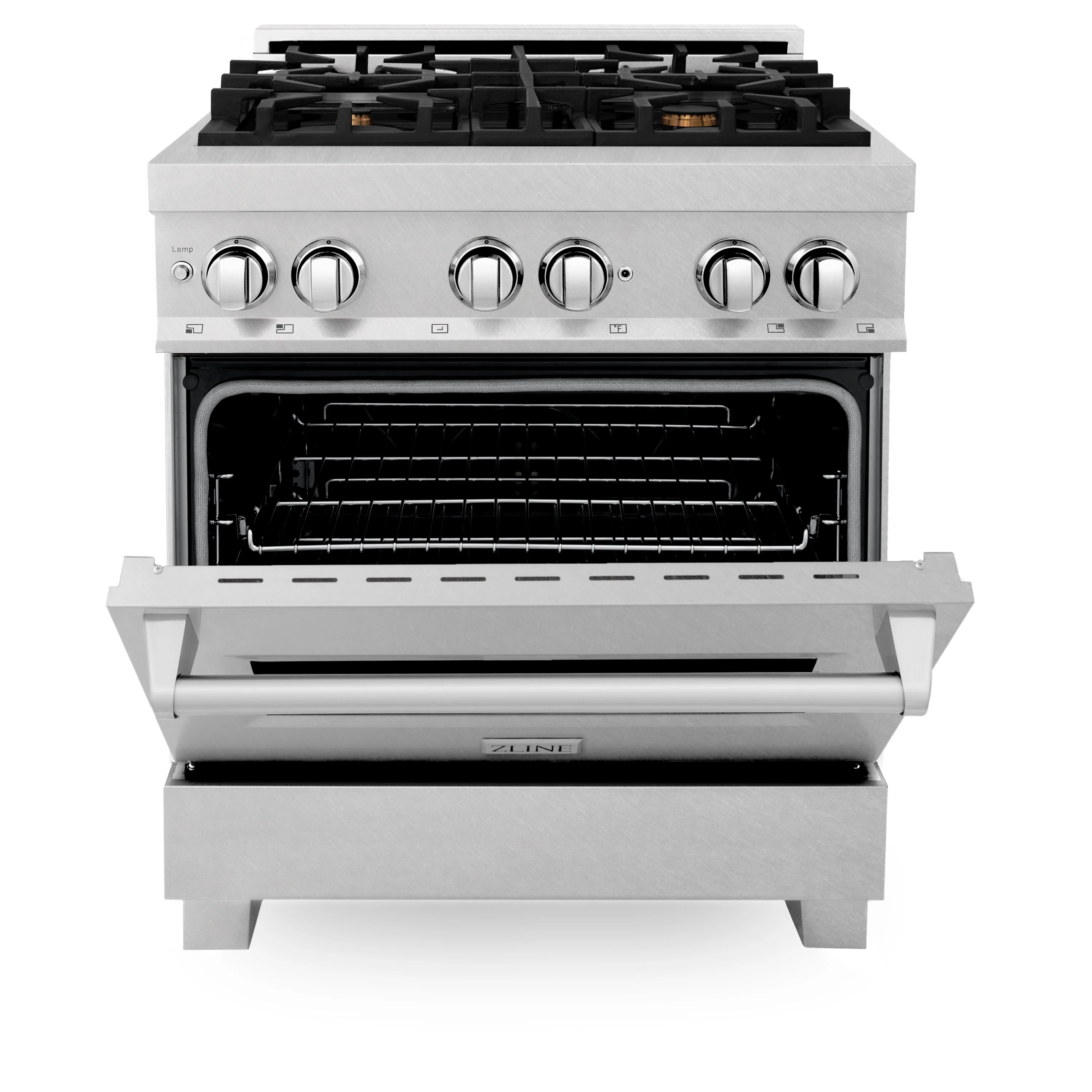 ZLINE 30 in. 4.0 cu. ft. Legacy Dual Fuel Range with Gas Cooktop and Electric Convection Oven in Satin Stainless Steel with 4 Brass Burners (RAS-SN-BR-30) - Image 7