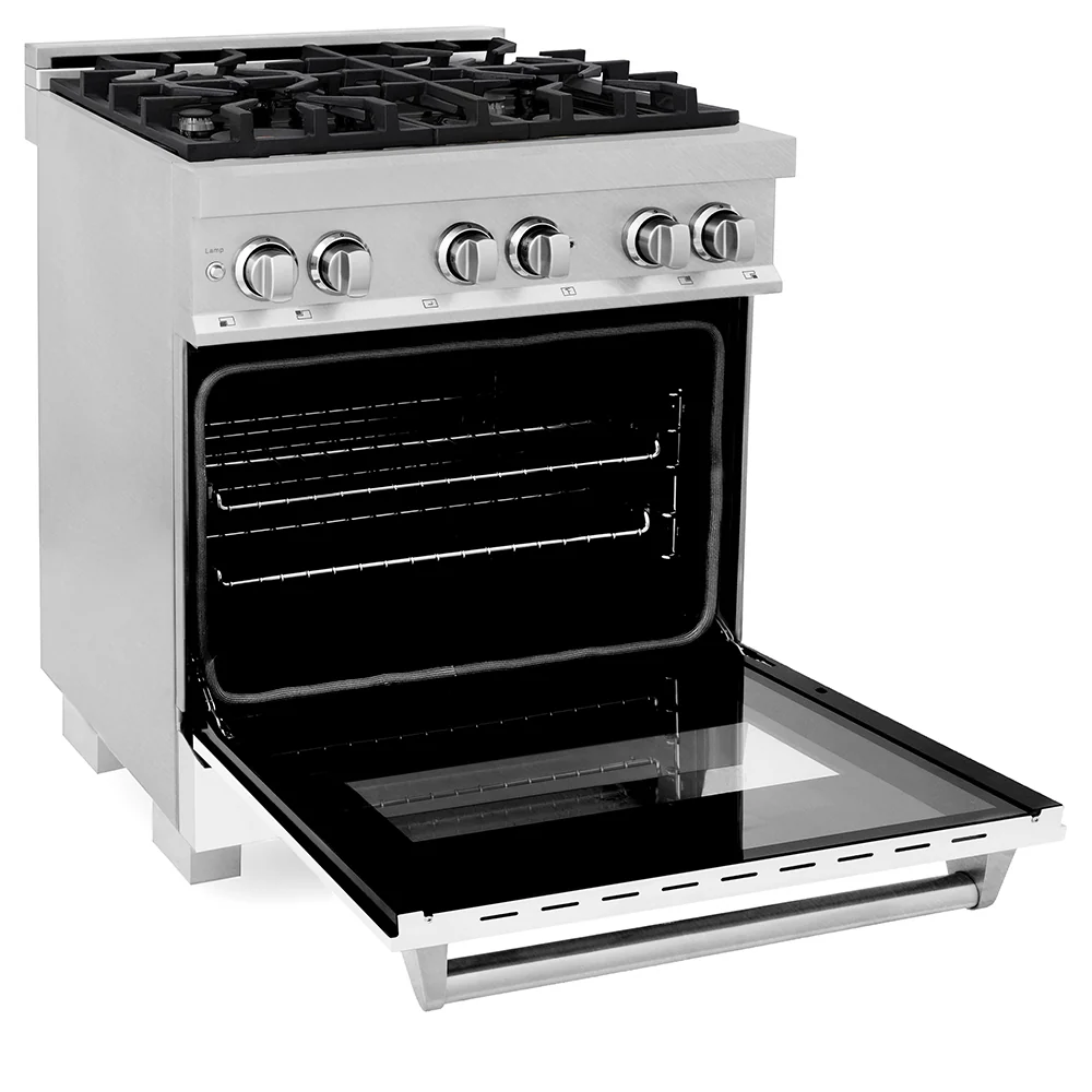 ZLINE 30 in. 4.0 cu. ft. Legacy Dual Fuel Range with 4 Burner Gas Cooktop and Electric Convection Oven in Satin Stainless Steel and White Matte Door (RAS-WM-30) - Image 9