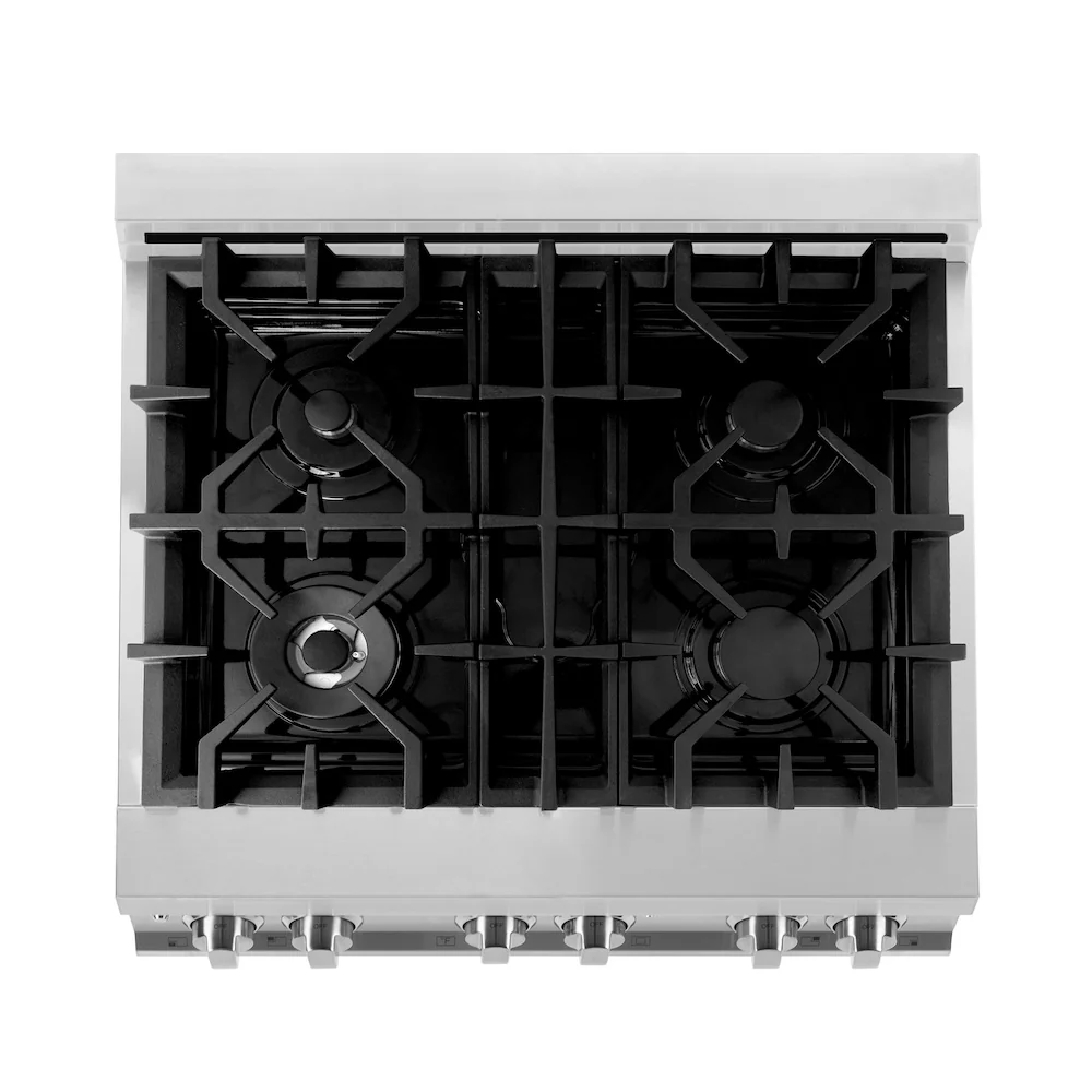 ZLINE 30 in. 4.0 cu. ft. Legacy Dual Fuel Range with 4 Burner Gas Cooktop and Electric Convection Oven in Stainless Steel and Black Matte Door (RA-BLM-30) - Image 15