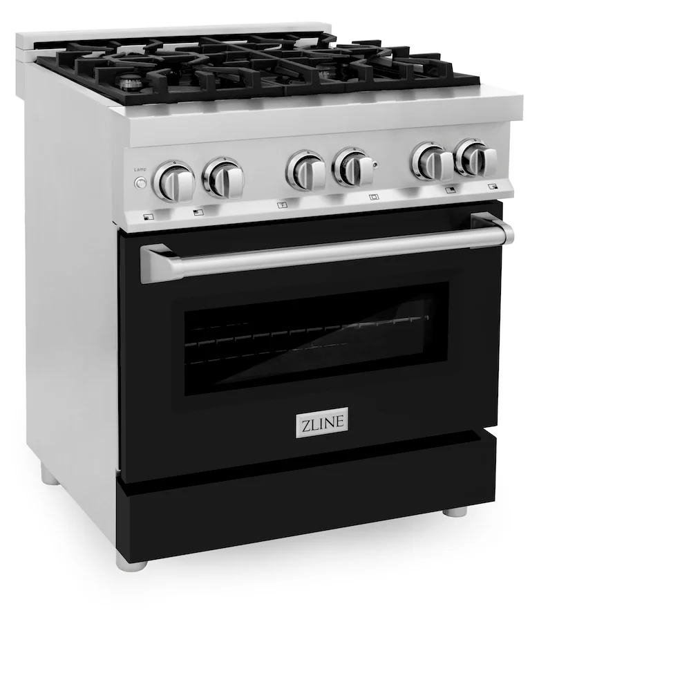 ZLINE 30 in. 4.0 cu. ft. Legacy Dual Fuel Range with 4 Burner Gas Cooktop and Electric Convection Oven in Stainless Steel and Black Matte Door (RA-BLM-30) - Image 7
