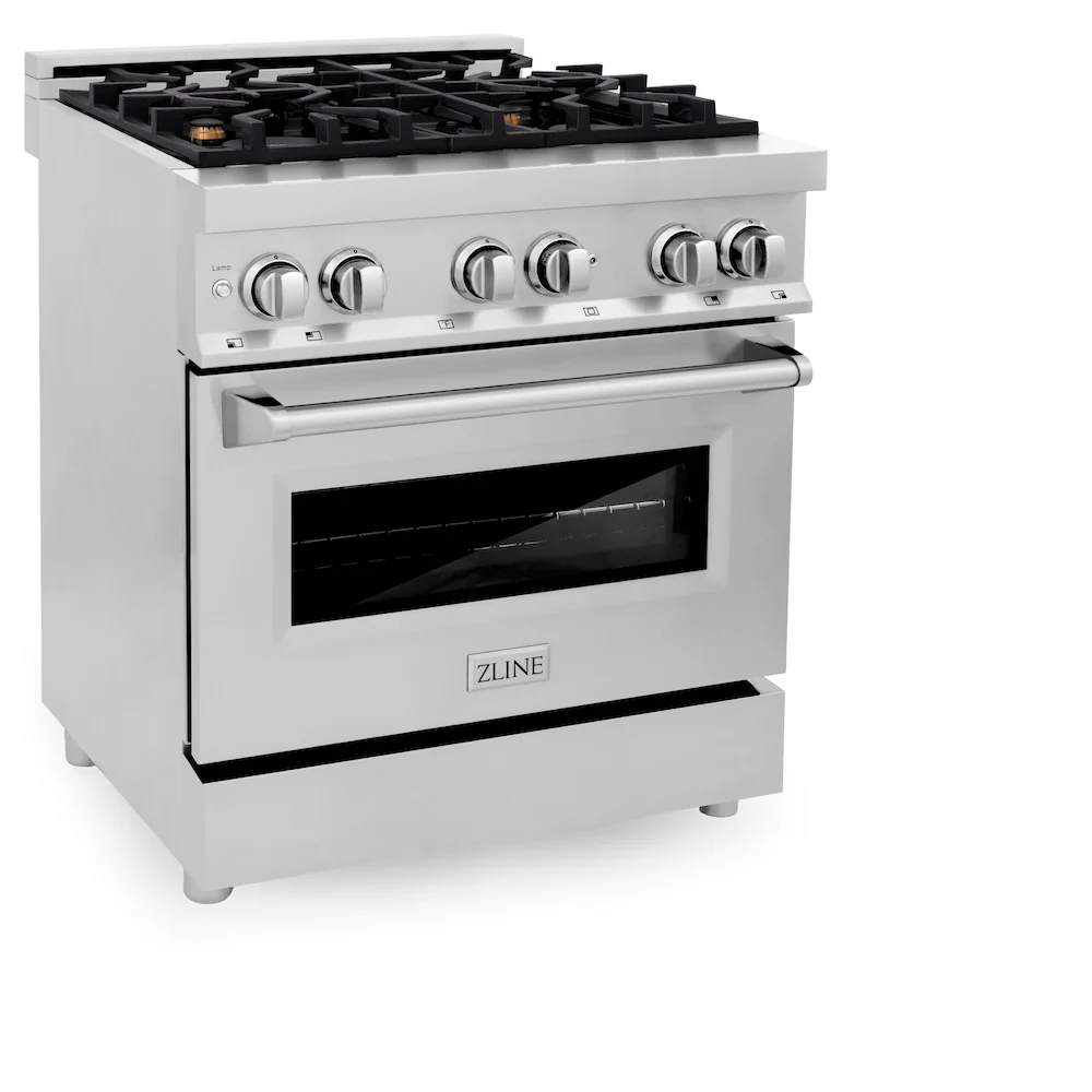 ZLINE 30 in. 4.0 cu. ft. Legacy Dual Fuel Range with Gas Cooktop and Electric Convection Oven in Stainless Steel with 4 Brass Burners (RA-BR-30) - Image 4