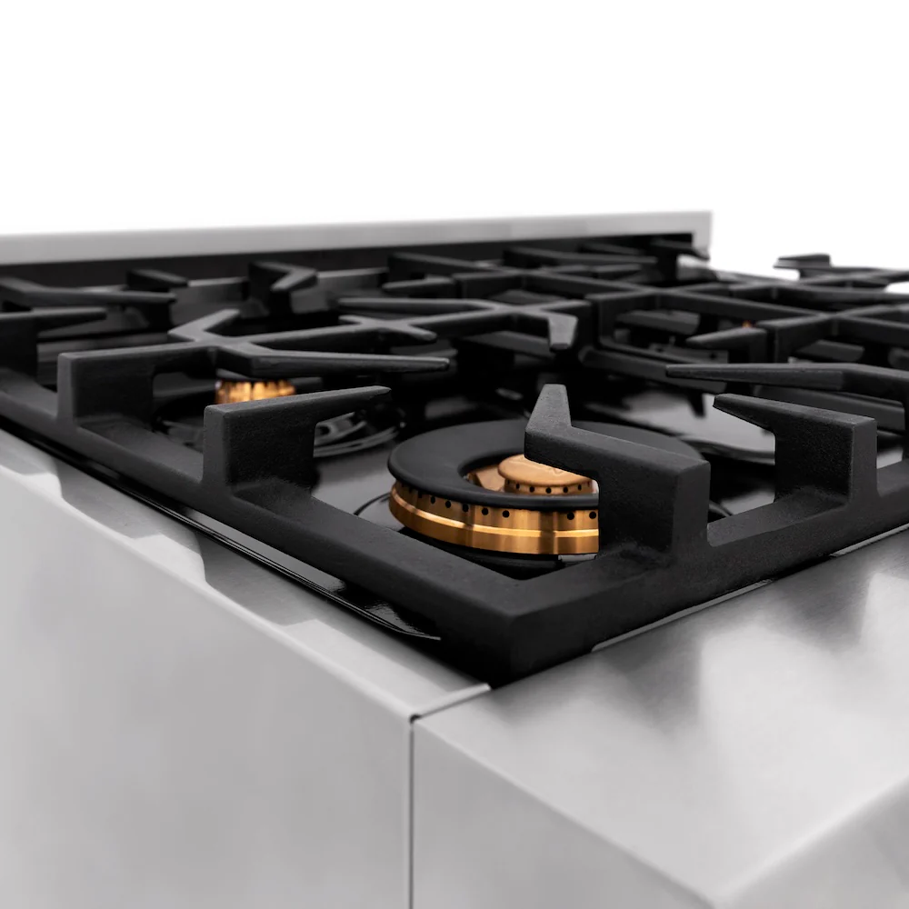 ZLINE 30 in. 4.0 cu. ft. Legacy Dual Fuel Range with Gas Cooktop and Electric Convection Oven in Stainless Steel with 4 Brass Burners (RA-BR-30) - Image 5