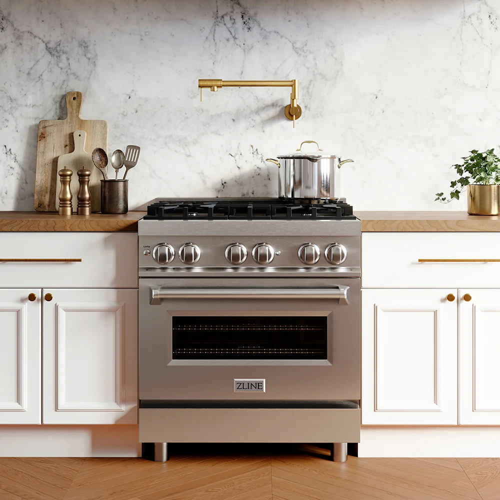 ZLINE 30 in. 4.0 cu. ft. Legacy Dual Fuel Range with 4 Burner Gas Cooktop and Electric Convection Oven in Stainless Steel (RA30) - Image 2