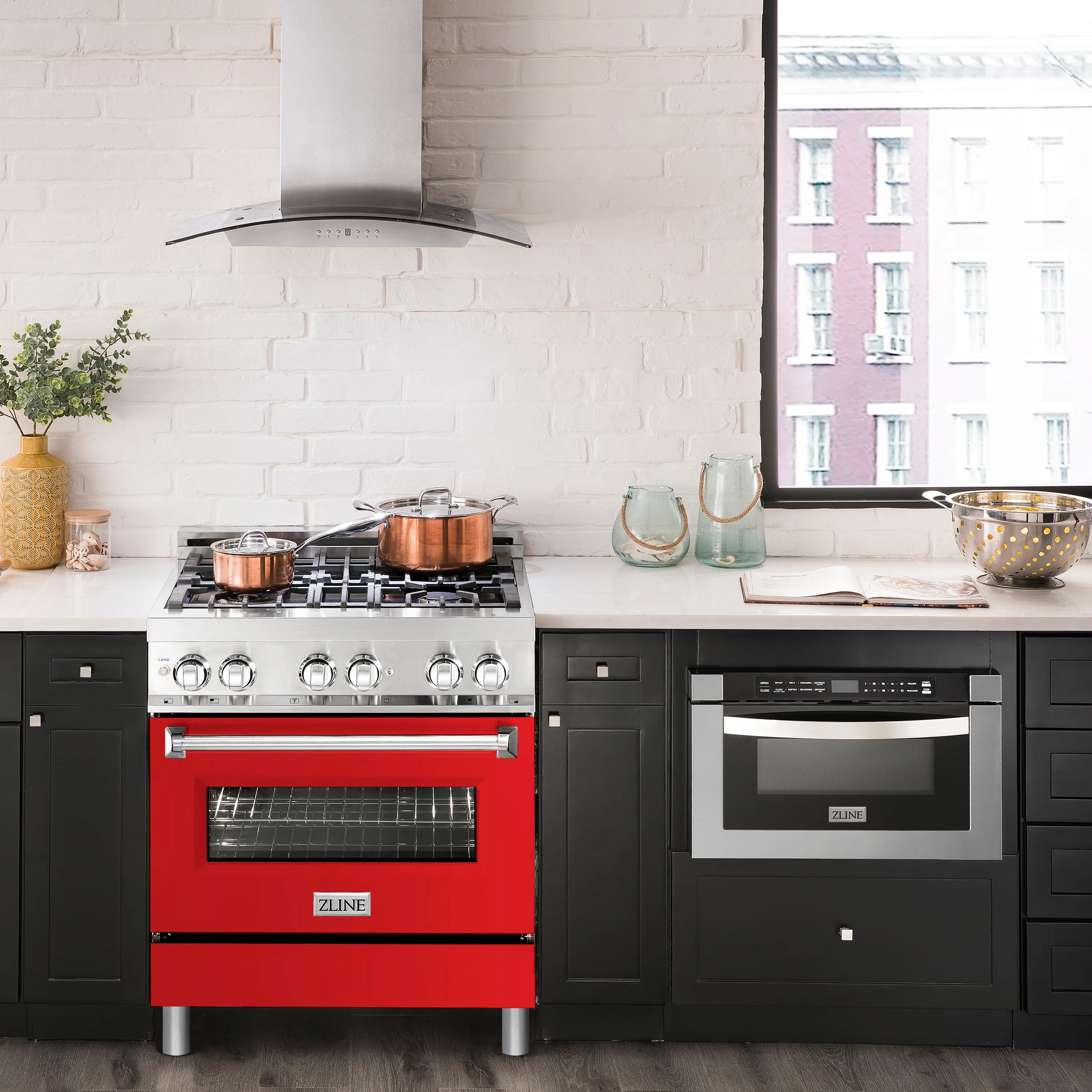 ZLINE 30 in. 4.0 cu. ft. Legacy Dual Fuel Range with 4 Burner Gas Cooktop and Electric Convection Oven in Stainless Steel and Red Matte Door (RA-RM-30) - Image 12