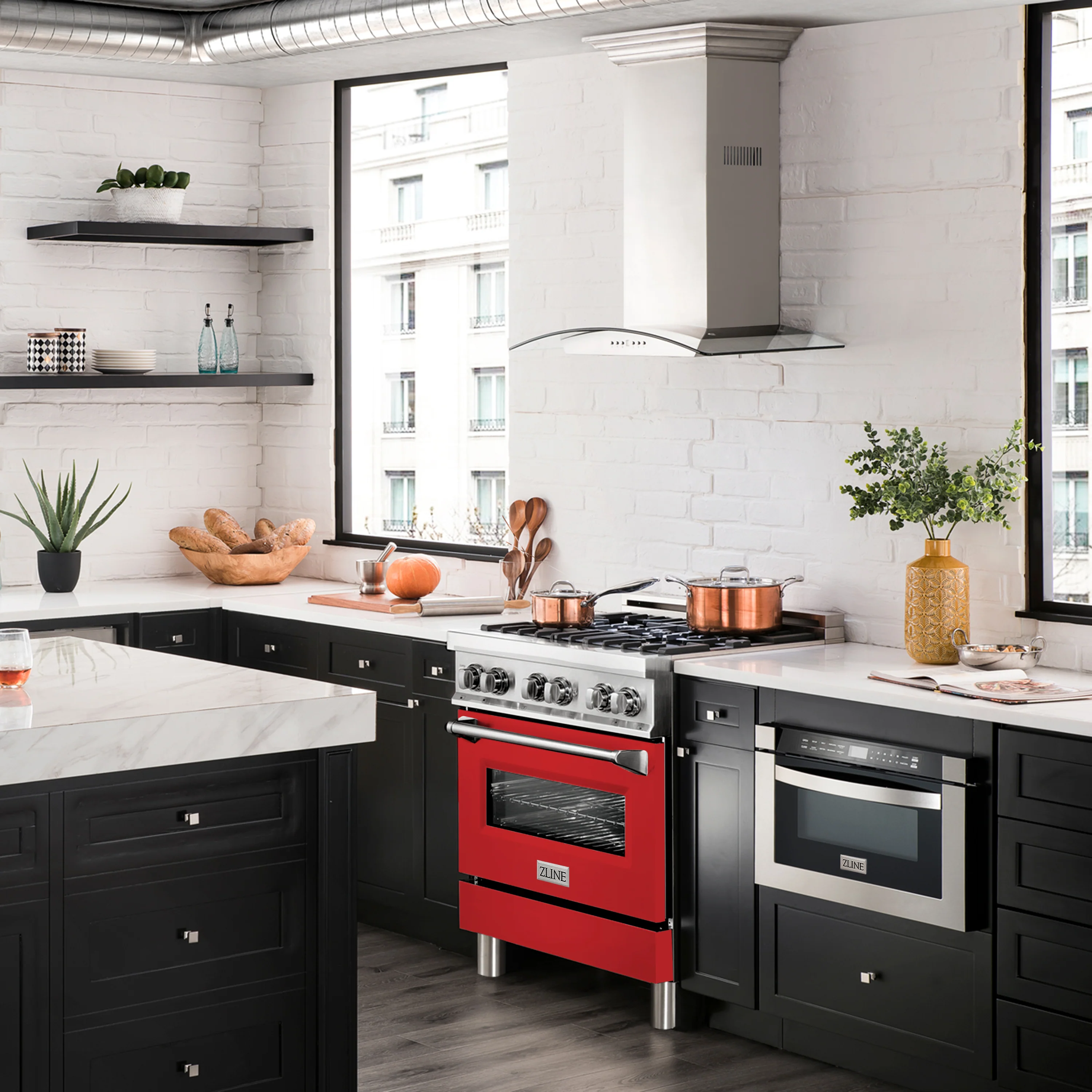 ZLINE 30 in. 4.0 cu. ft. Legacy Dual Fuel Range with 4 Burner Gas Cooktop and Electric Convection Oven in Stainless Steel and Red Matte Door (RA-RM-30) - Image 13