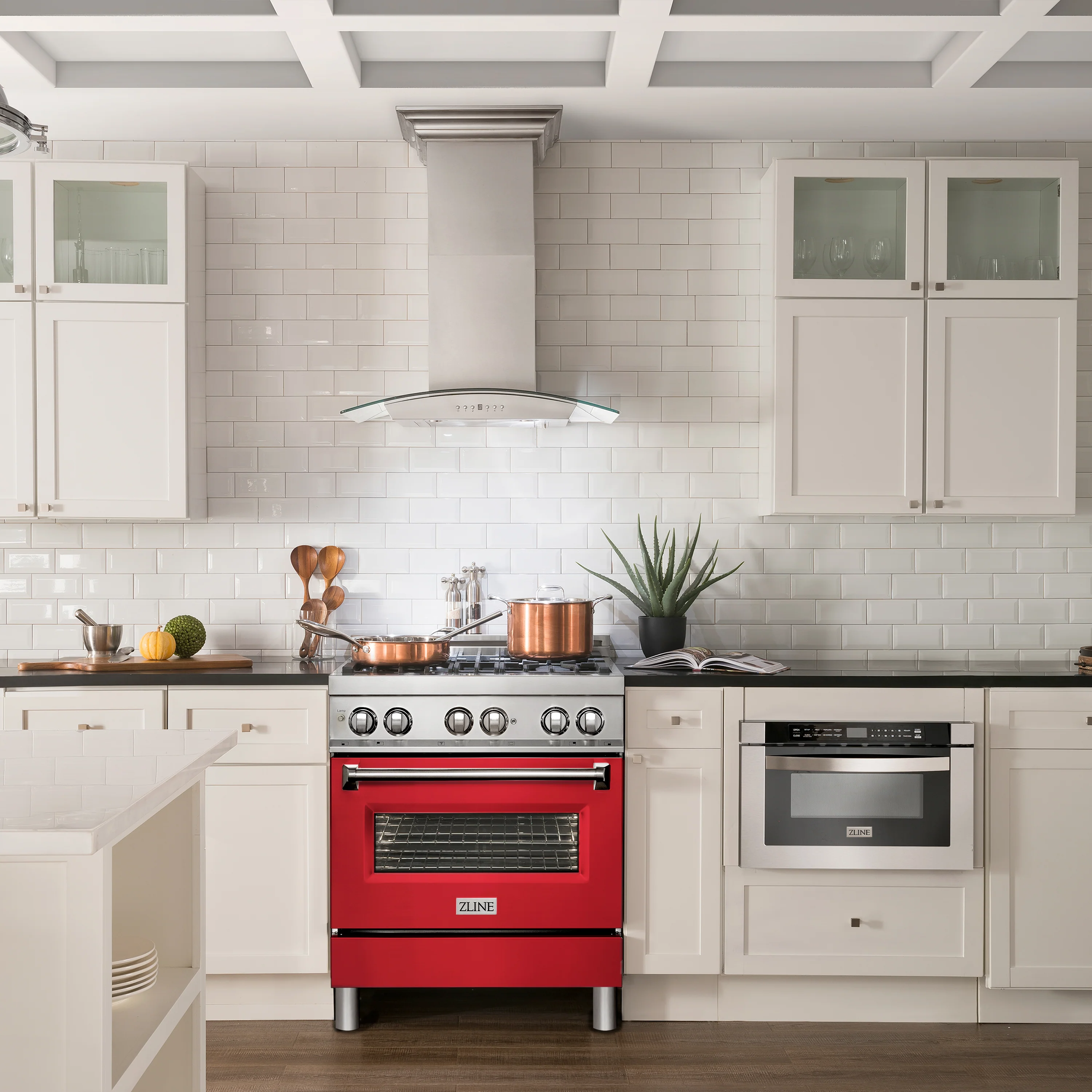 ZLINE 30 in. 4.0 cu. ft. Legacy Dual Fuel Range with 4 Burner Gas Cooktop and Electric Convection Oven in Stainless Steel and Red Matte Door (RA-RM-30) - Image 2