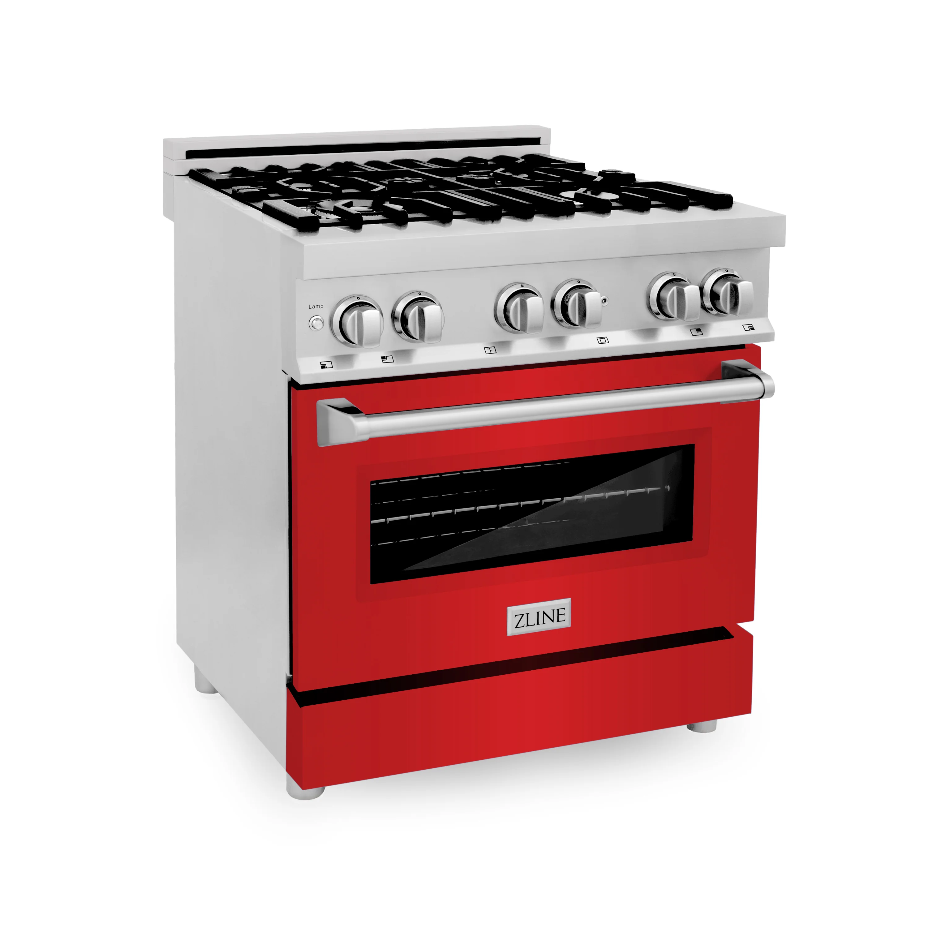 ZLINE 30 in. 4.0 cu. ft. Legacy Dual Fuel Range with 4 Burner Gas Cooktop and Electric Convection Oven in Stainless Steel and Red Matte Door (RA-RM-30) - Image 5