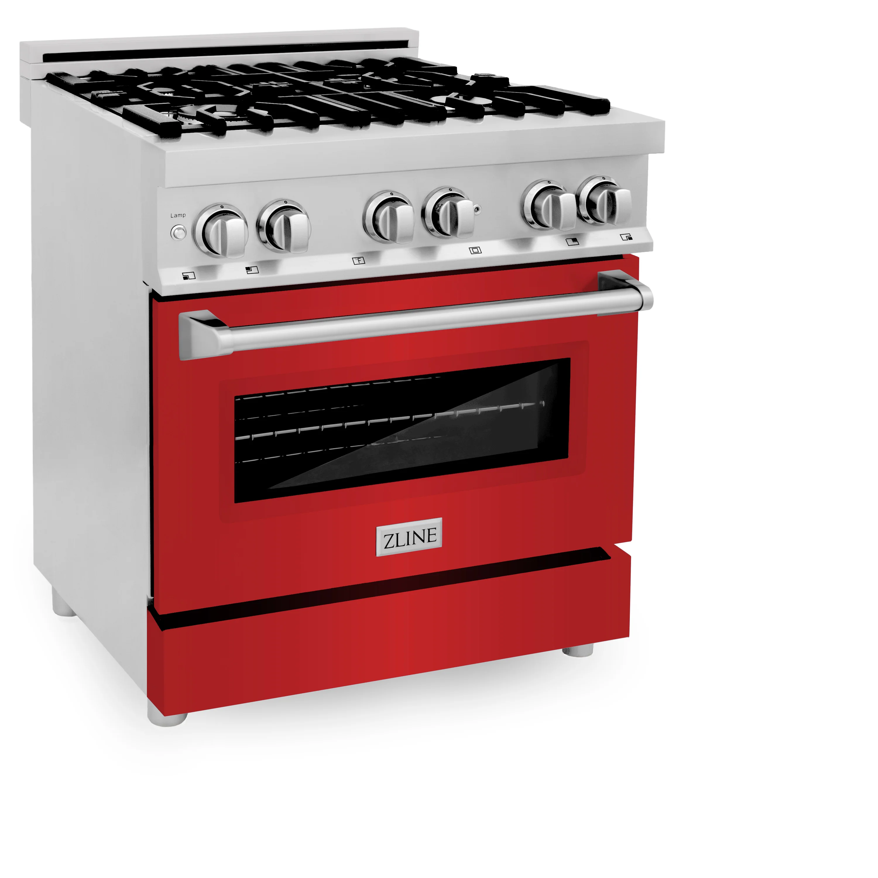 ZLINE 30 in. 4.0 cu. ft. Legacy Dual Fuel Range with 4 Burner Gas Cooktop and Electric Convection Oven in Stainless Steel and Red Matte Door (RA-RM-30) - Image 6