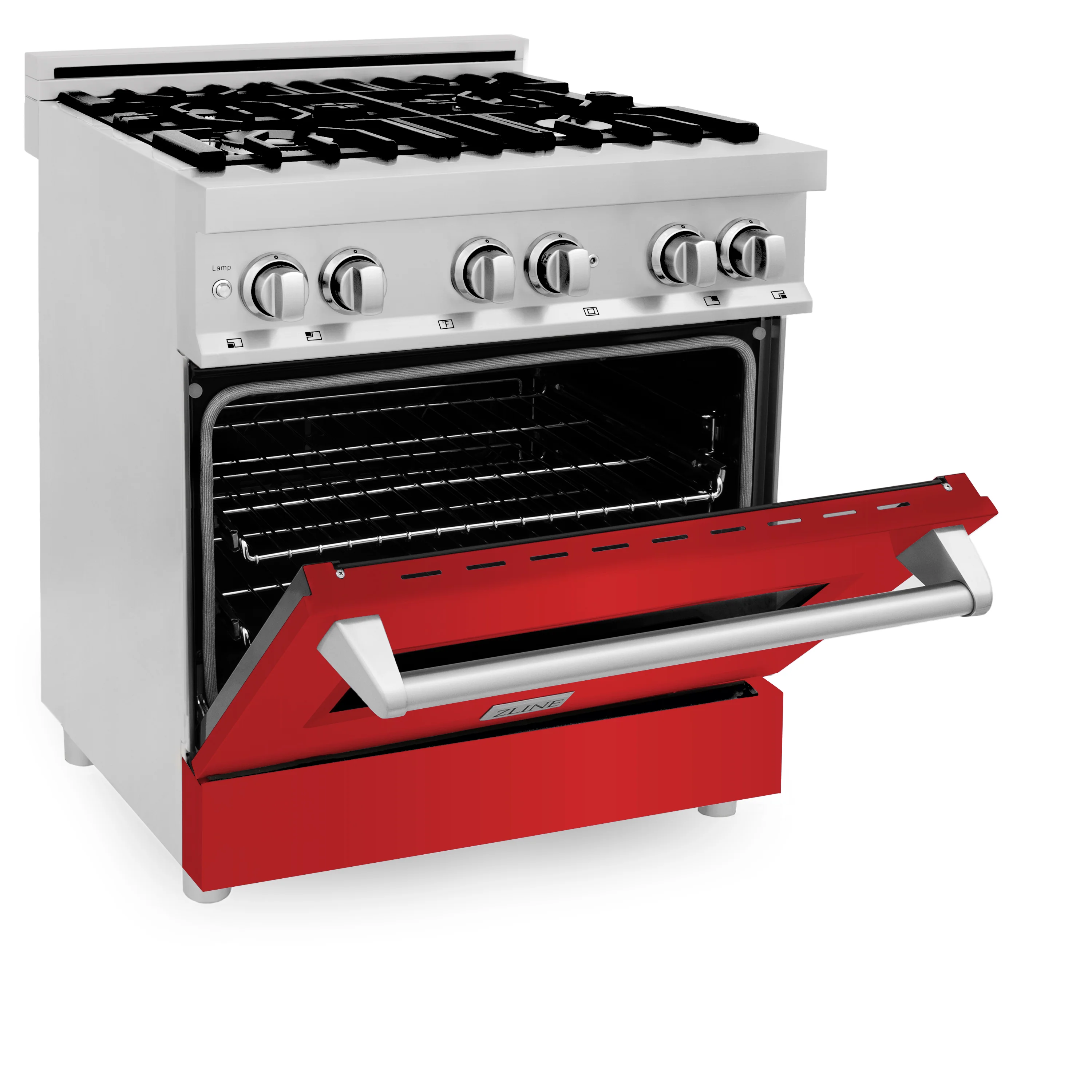 ZLINE 30 in. 4.0 cu. ft. Legacy Dual Fuel Range with 4 Burner Gas Cooktop and Electric Convection Oven in Stainless Steel and Red Matte Door (RA-RM-30) - Image 7