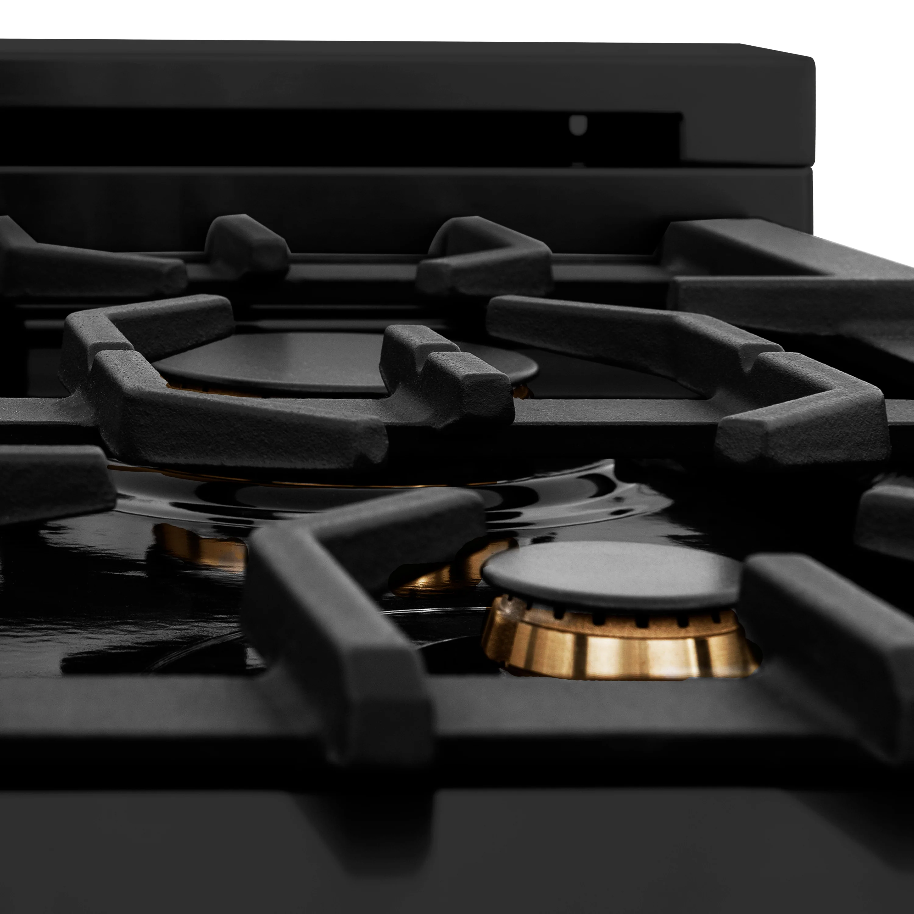 ZLINE 30 in. Classic Gas Rangetop with 4 Brass Burners and Porcelain Cooktop in Black Stainless Steel (RTB-BR-30) - Image 8