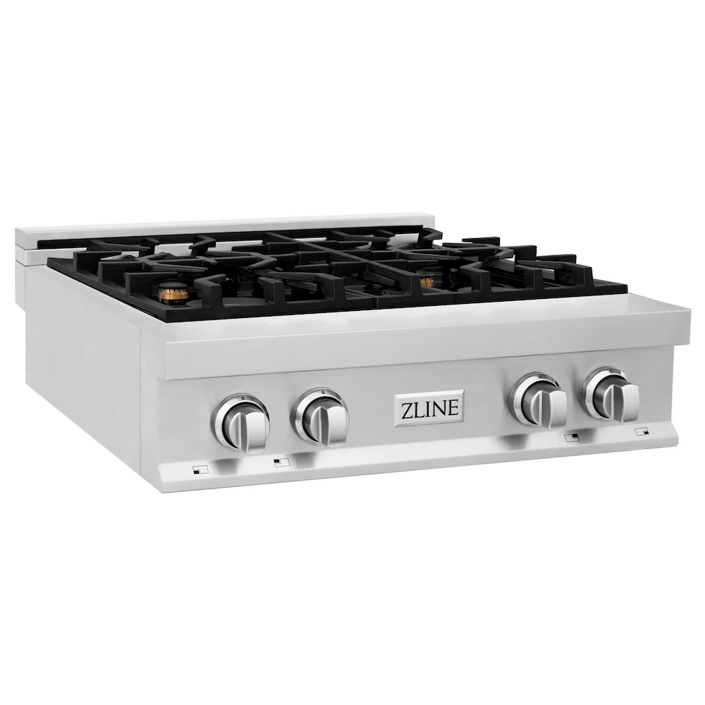 ZLINE 30 in. Legacy Gas Rangetop with 4 Brass Burners and Porcelain Cooktop in Stainless Steel (RT-BR-30) - Image 3