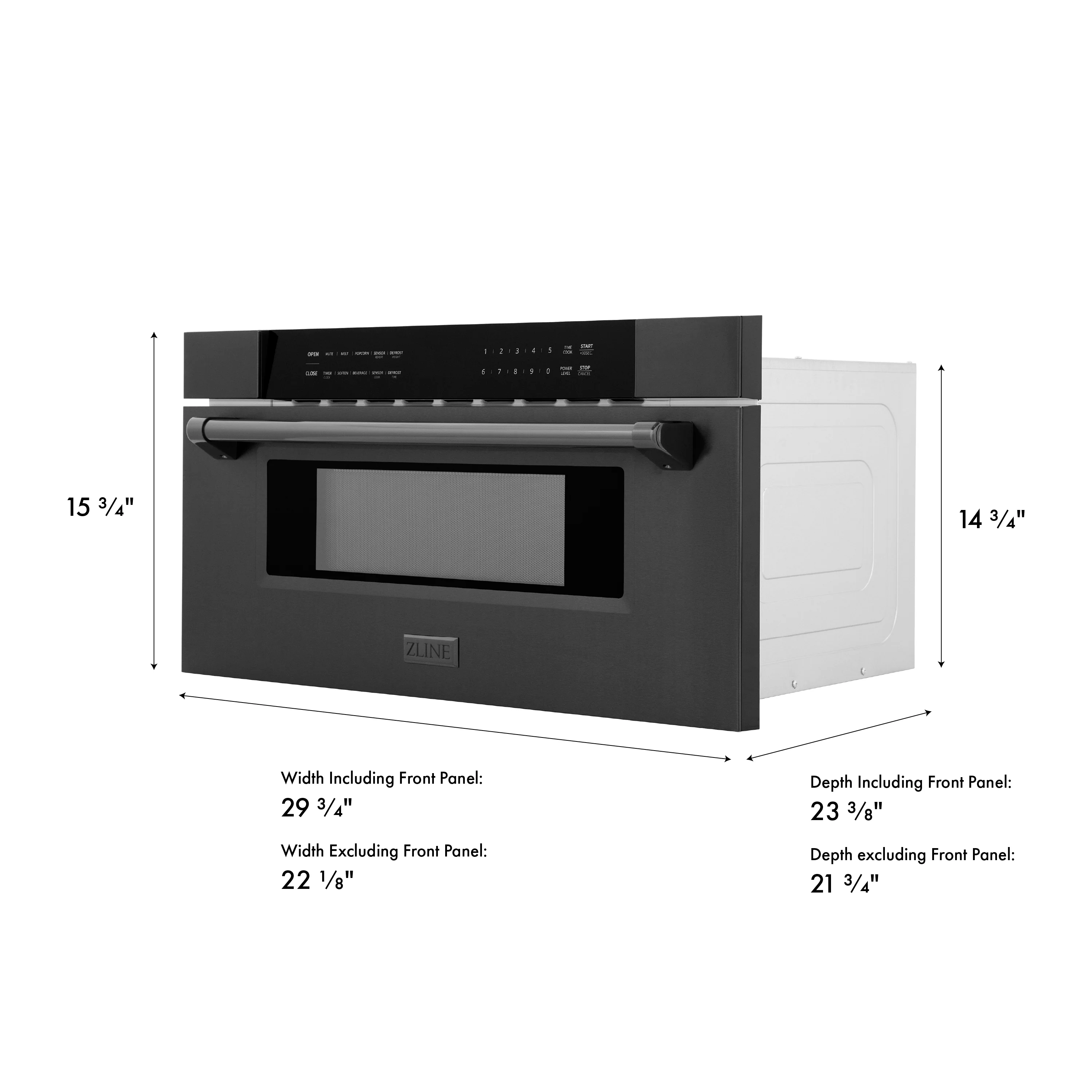 ZLINE 30 in. 1.2 cu. ft. Built-in Microwave Drawer in Black Stainless Steel (MWD-30-BS) - Image 9