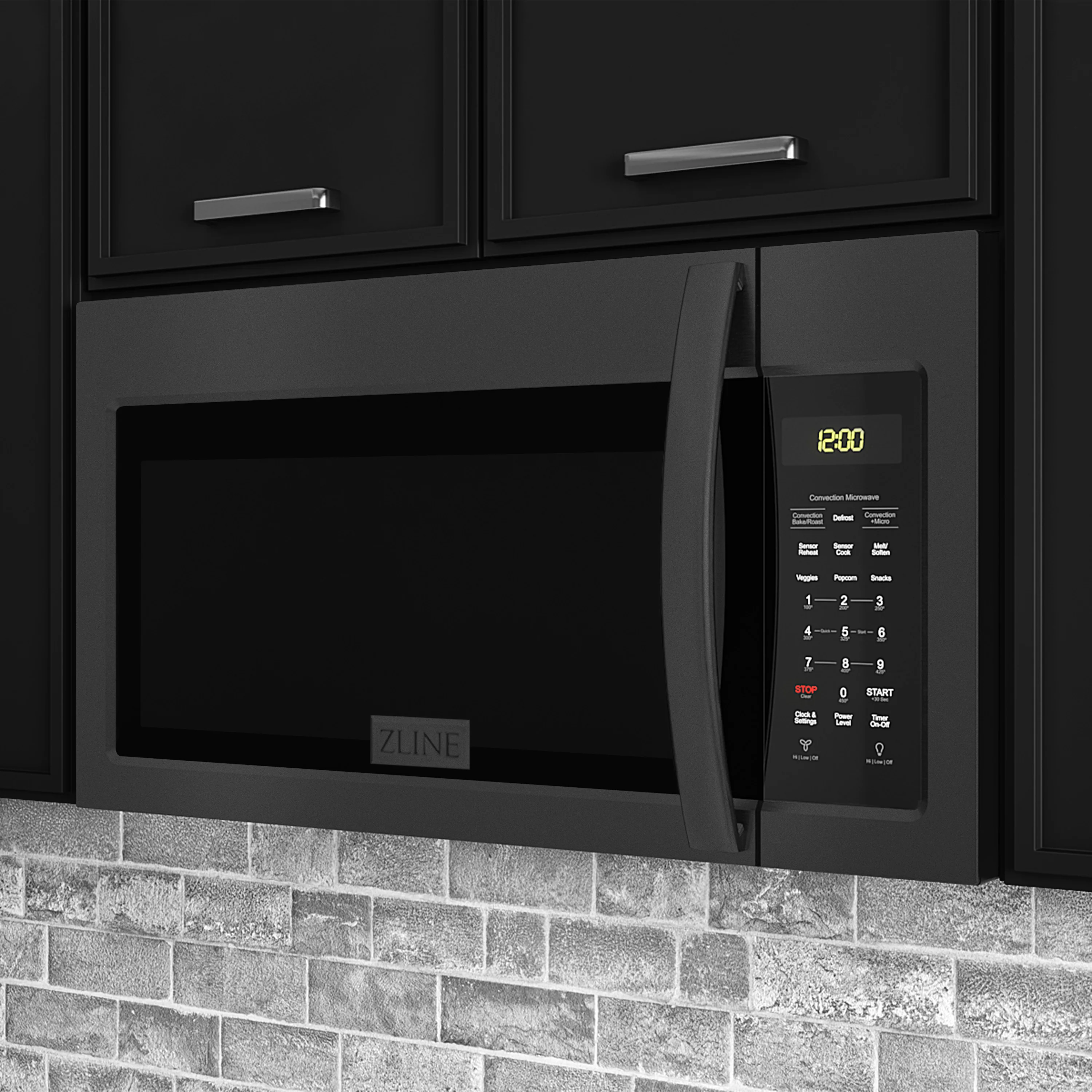 ZLINE 1.5 cu. ft. Over the Range Convection Microwave Oven in Black Stainless Steel with Modern Handle and Sensor Cooking (MWO-OTR-30-BS) - Image 10