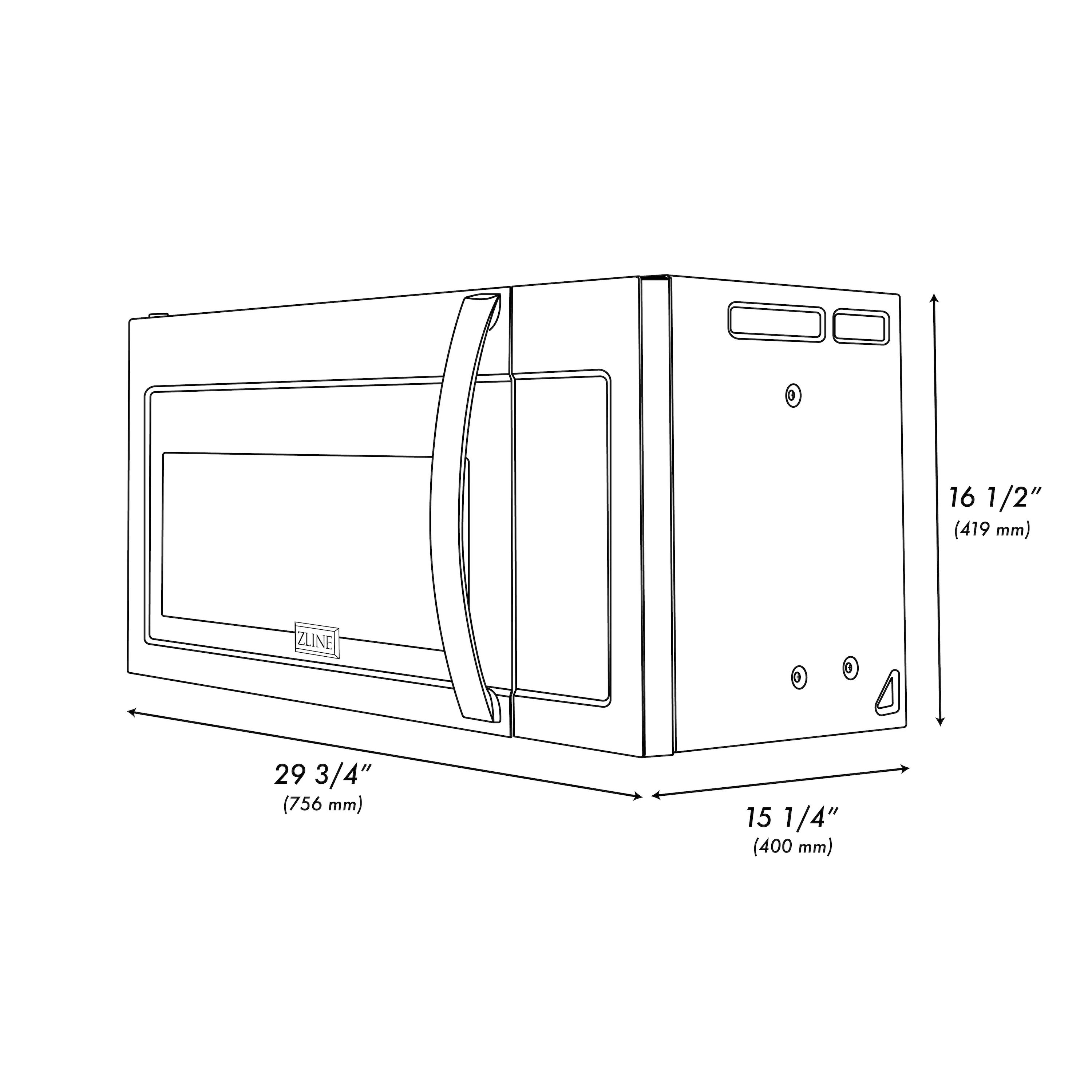 ZLINE 1.5 cu. ft. Over the Range Convection Microwave Oven in Black Stainless Steel with Modern Handle and Sensor Cooking (MWO-OTR-30-BS) - Image 11