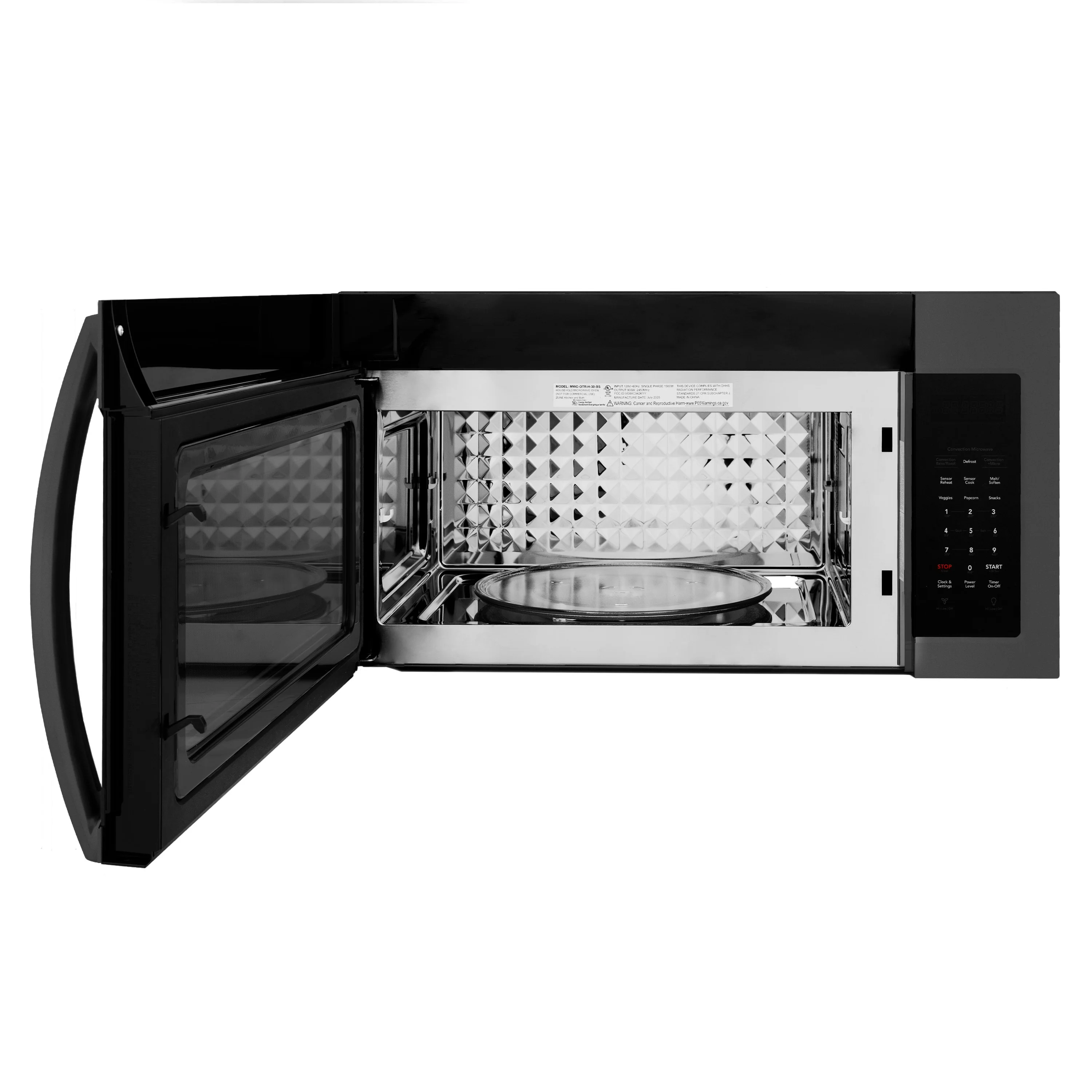 ZLINE 1.5 cu. ft. Over the Range Convection Microwave Oven in Black Stainless Steel with Modern Handle and Sensor Cooking (MWO-OTR-30-BS) - Image 4