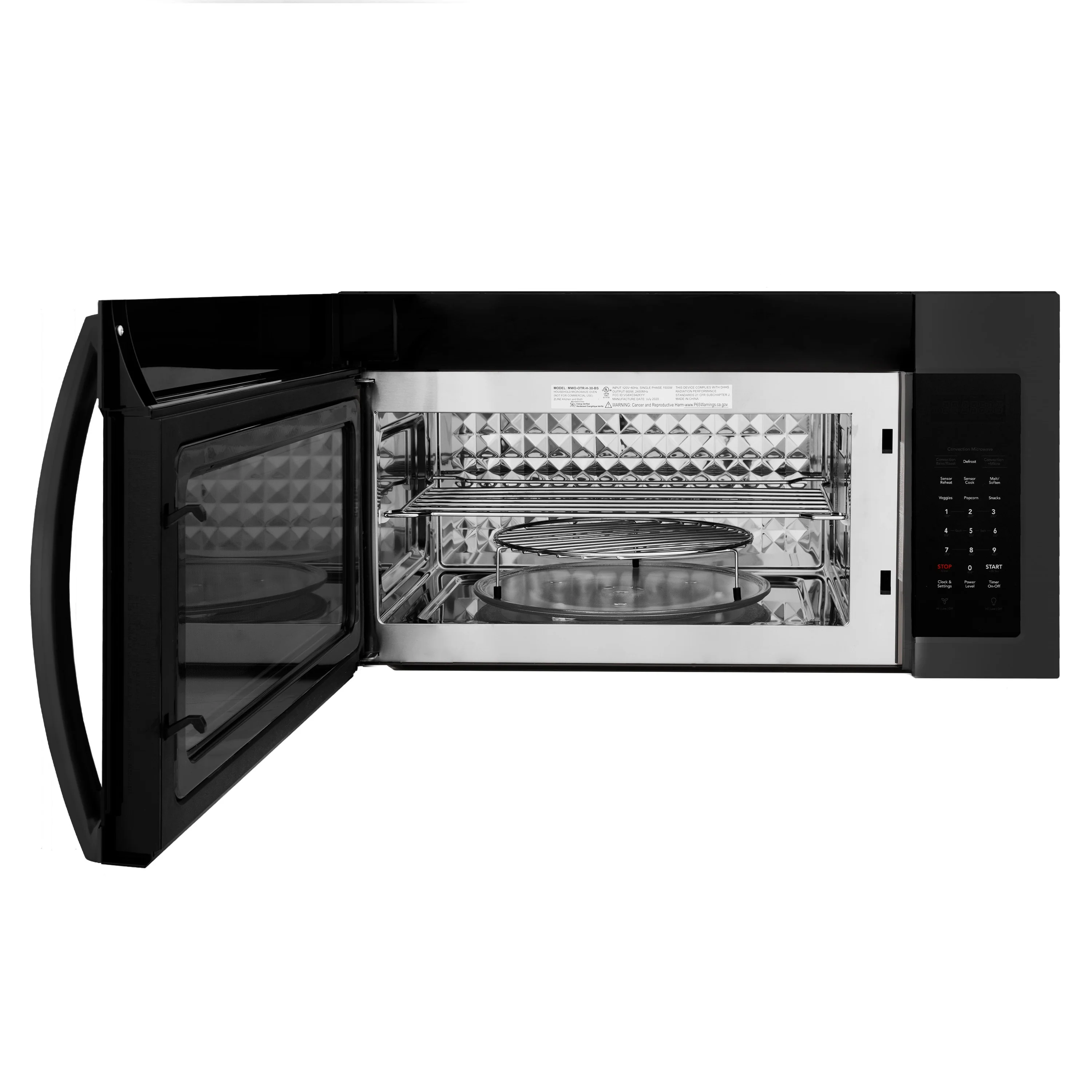 ZLINE 1.5 cu. ft. Over the Range Convection Microwave Oven in Black Stainless Steel with Modern Handle and Sensor Cooking (MWO-OTR-30-BS) - Image 5