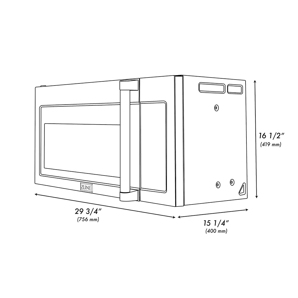 ZLINE 1.5 cu. ft. Over the Range Convection Microwave Oven in Black Stainless Steel with Traditional Handle and Sensor Cooking (MWO-OTR-H-30-BS) - Image 11