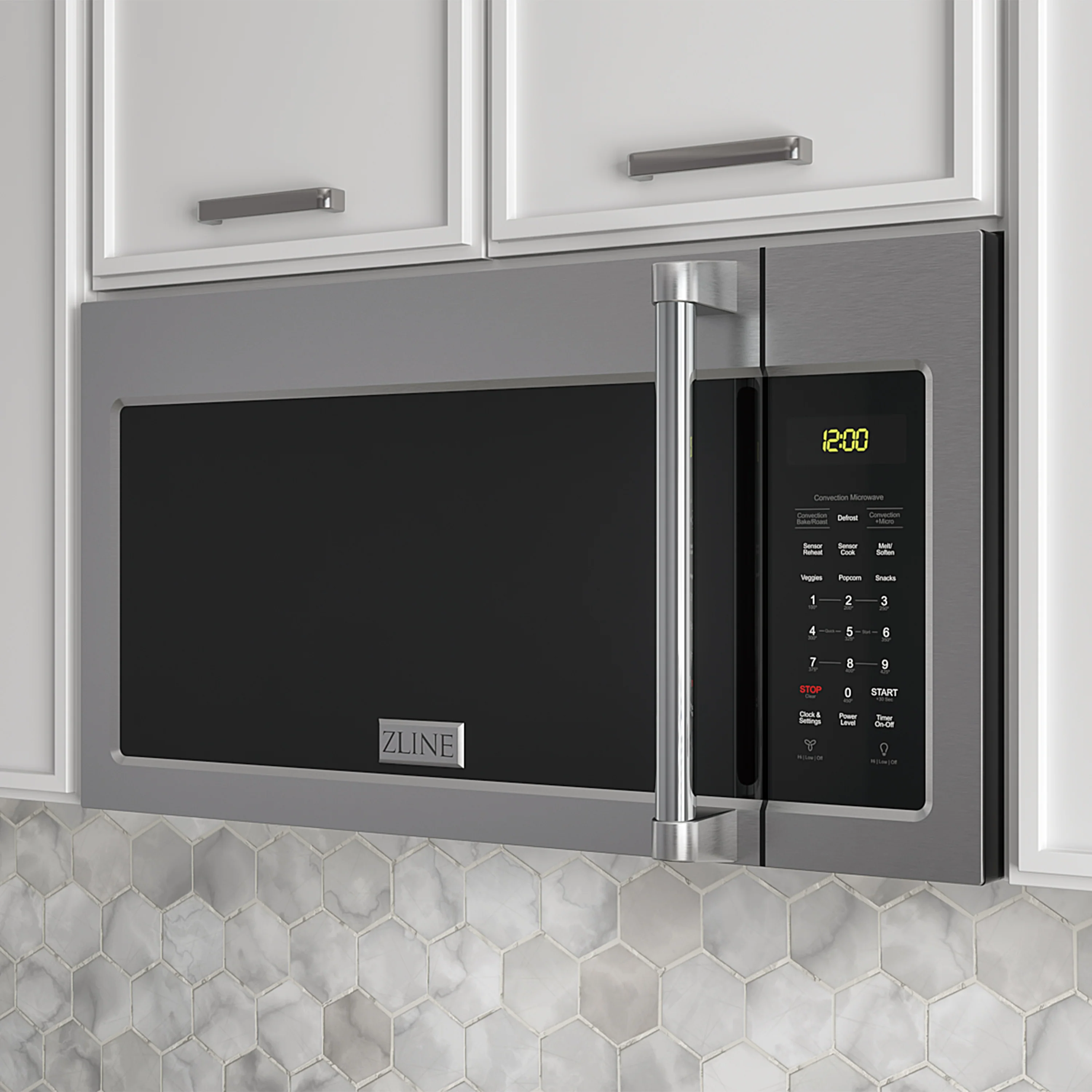 ZLINE 1.5 cu. ft. Over the Range Convection Microwave Oven in Stainless Steel with Traditional Handle and Sensor Cooking (MWO-OTR-H-30) - Image 13