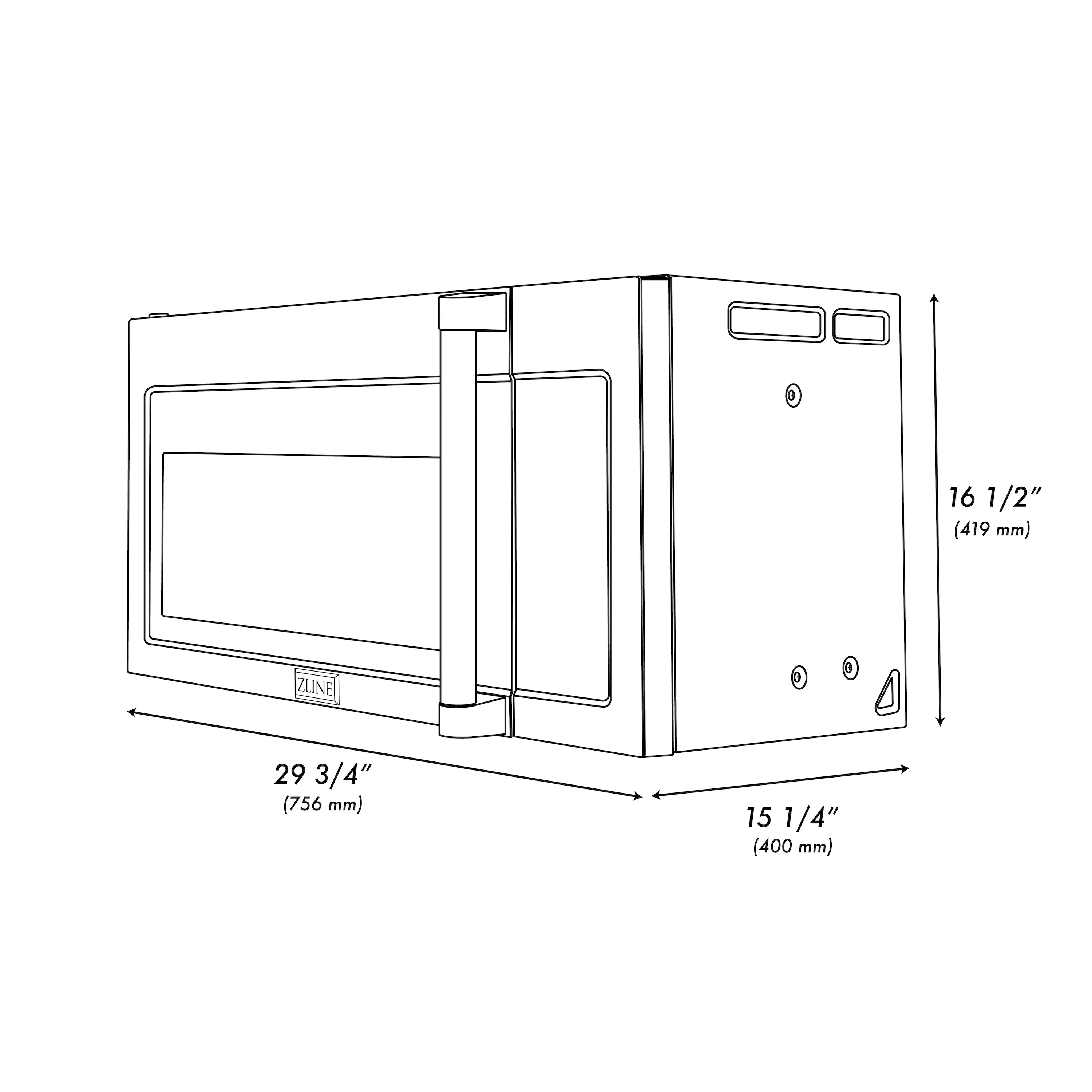ZLINE 1.5 cu. ft. Over the Range Convection Microwave Oven in Stainless Steel with Traditional Handle and Sensor Cooking (MWO-OTR-H-30) - Image 15