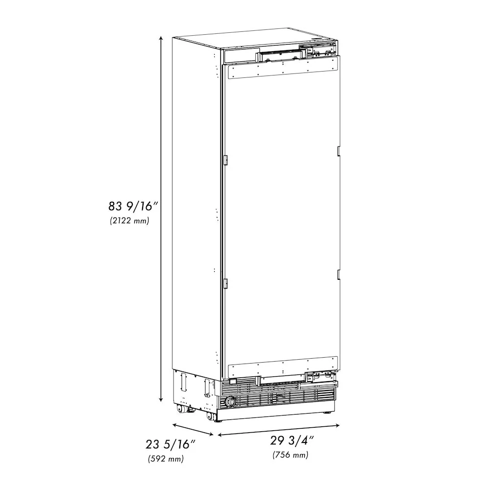 ZLINE 30 in. 16.7 cu. ft. Panel Ready Column Refrigerator with Graphite Gray Interior (RBCRV-30) - Image 12
