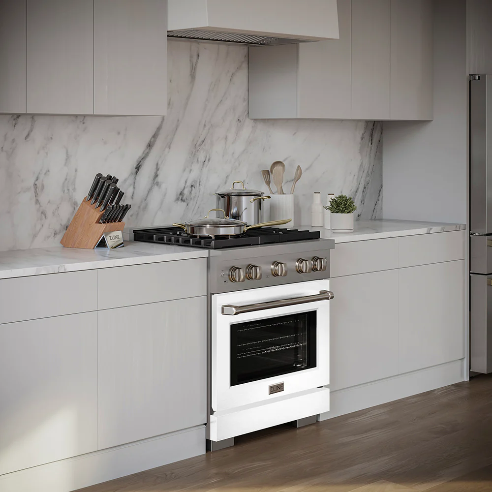 ZLINE 30 in. 4.2 cu. ft. Paramount Dual Fuel Range with 4 Burner DuoPro™ Cooktop and Electric Convection Oven with White Matte Door (PSDR-WM-30) - Image 14
