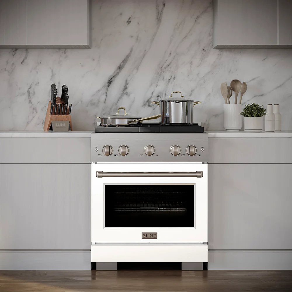 ZLINE 30 in. 4.2 cu. ft. Paramount Dual Fuel Range with 4 Burner DuoPro™ Cooktop and Electric Convection Oven with White Matte Door (PSDR-WM-30) - Image 15