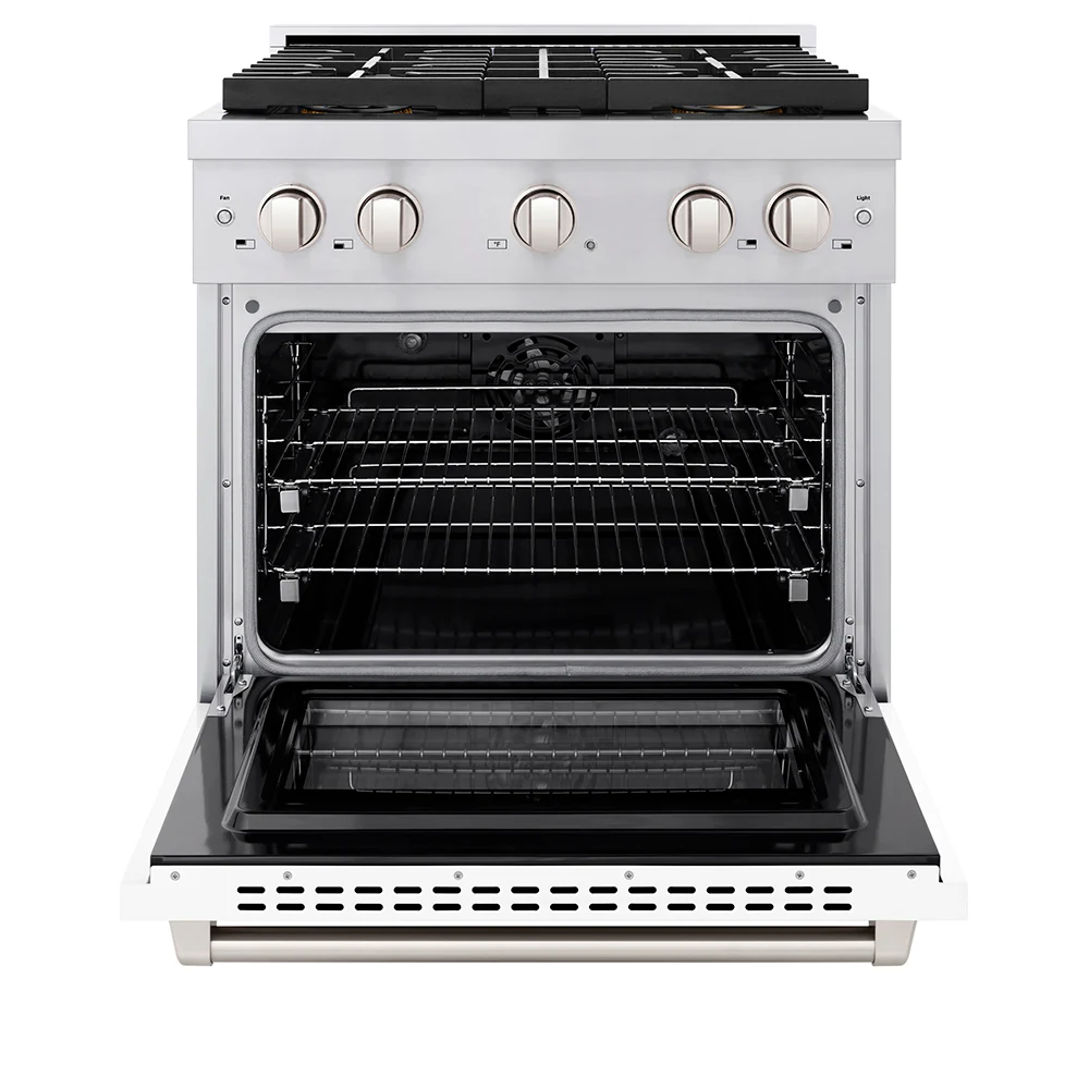 ZLINE 30 in. 4.2 cu. ft. Paramount Dual Fuel Range with 4 Burner DuoPro™ Cooktop and Electric Convection Oven with White Matte Door (PSDR-WM-30) - Image 3
