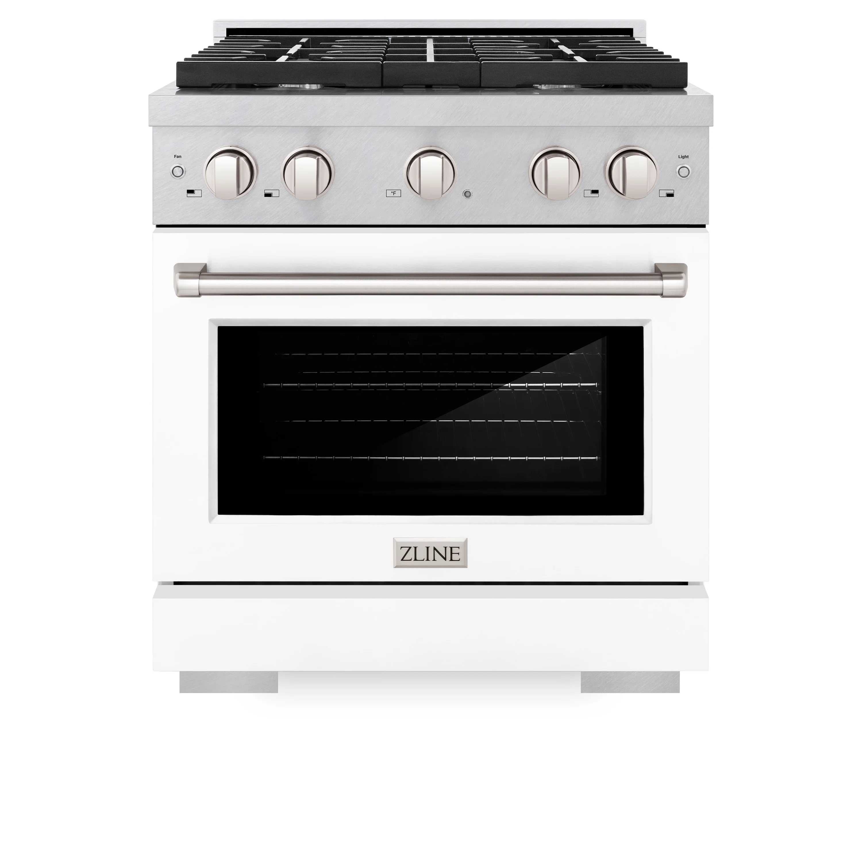 ZLINE 30 in. 4.2 cu. ft. Paramount Dual Fuel Range with 4 Burner Gas Cooktop and Electric Convection Oven in Satin Stainless Steel with White Matte Door (SDRS-WM-30) - Image 3