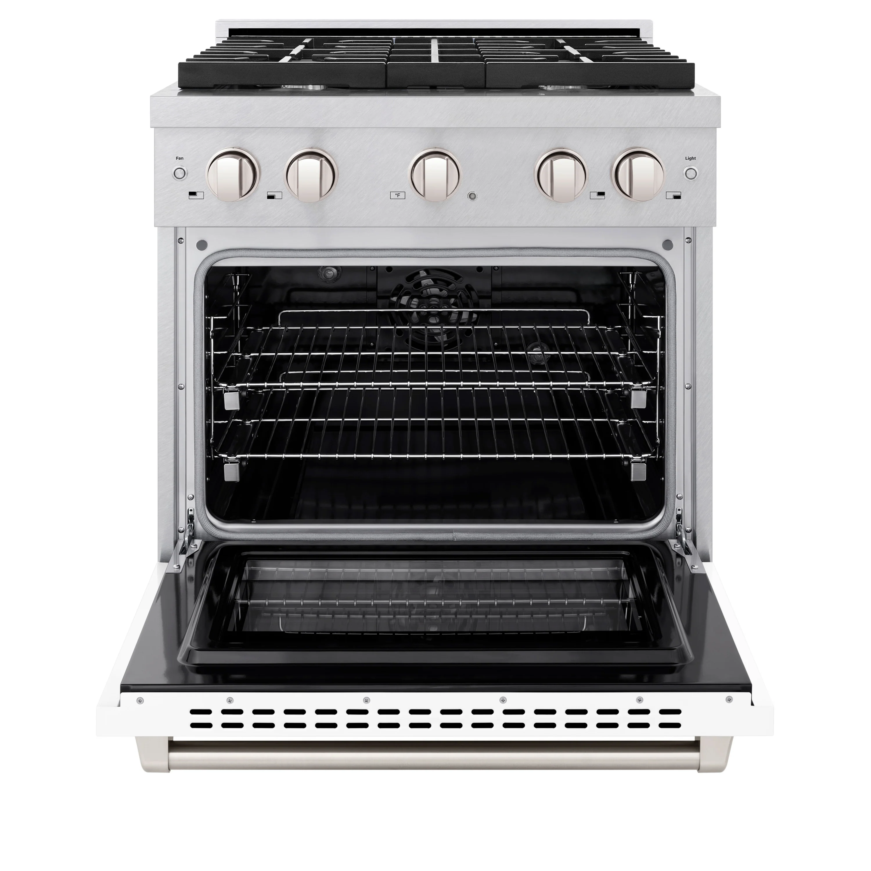 ZLINE 30 in. 4.2 cu. ft. Paramount Dual Fuel Range with 4 Burner Gas Cooktop and Electric Convection Oven in Satin Stainless Steel with White Matte Door (SDRS-WM-30) - Image 7