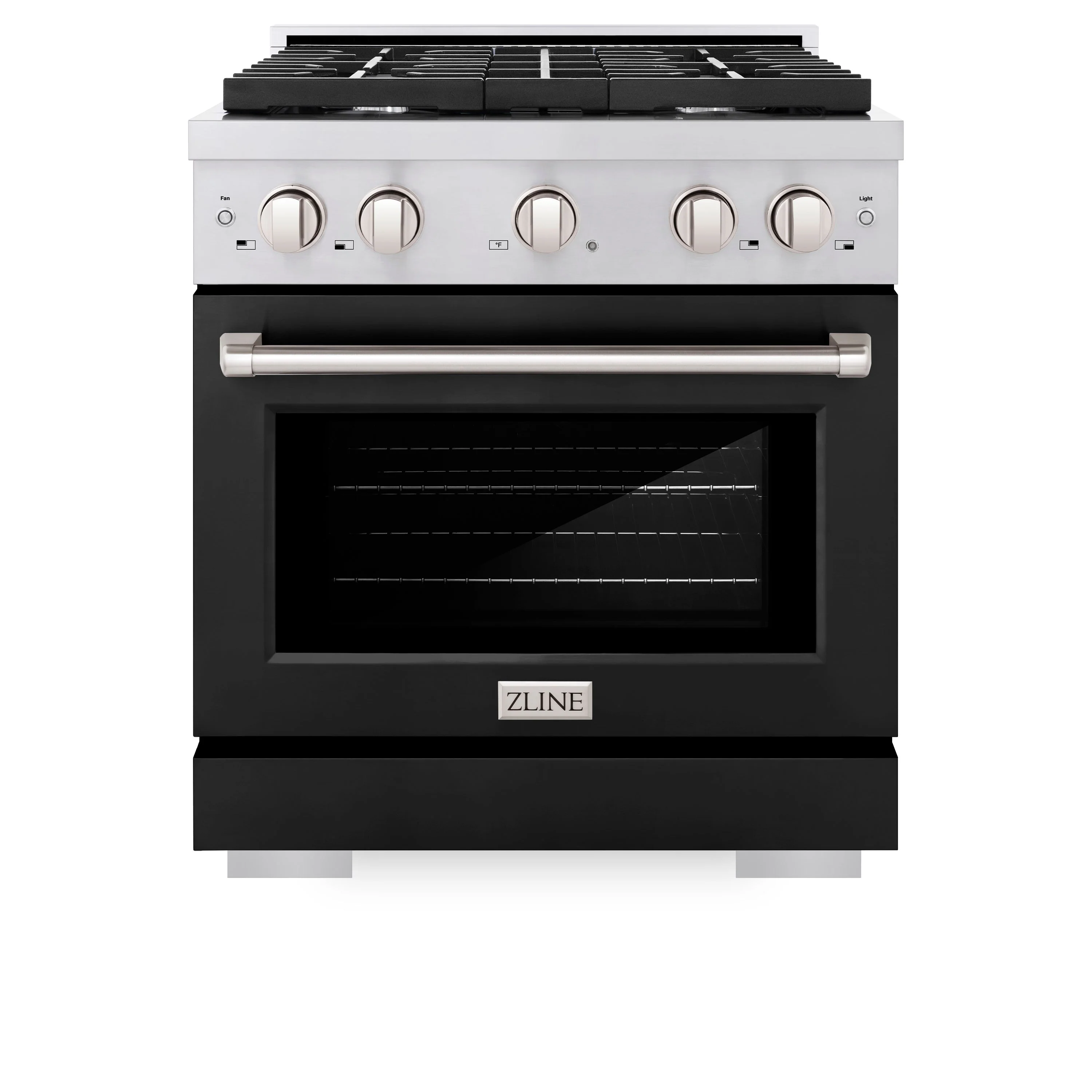 ZLINE 30 in. 4.2 cu. ft. Paramount Dual Fuel Range with 4 Burner Gas Cooktop and Electric Convection Oven in Stainless Steel with Black Matte Door (SDR-BLM-30) - Image 4