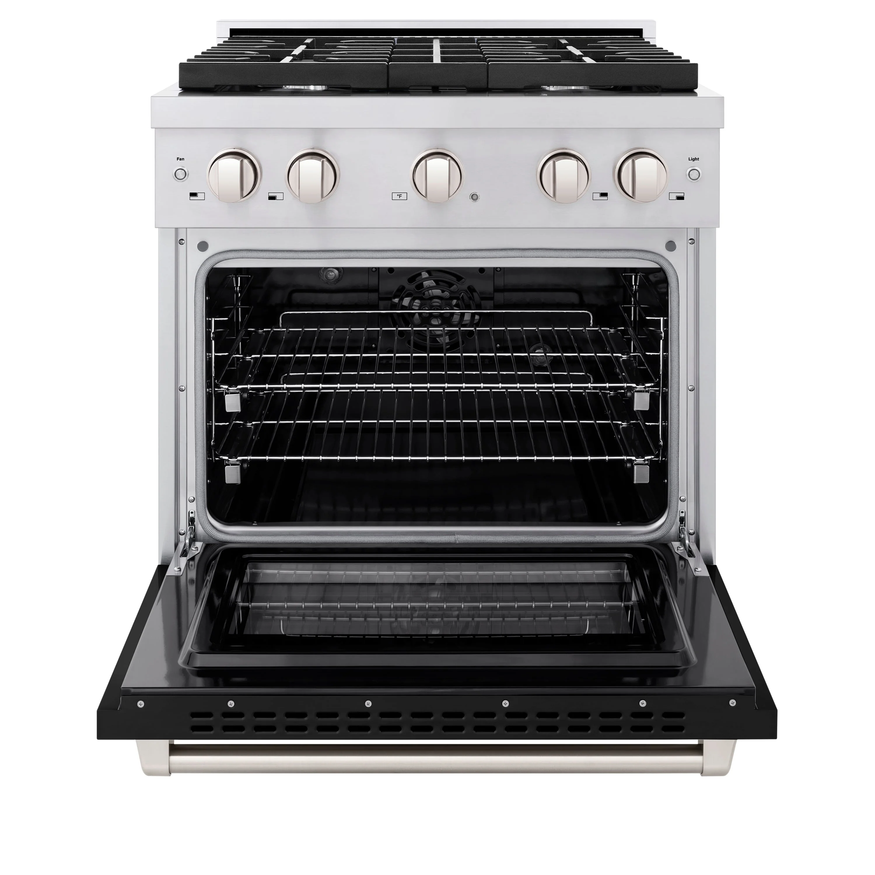 ZLINE 30 in. 4.2 cu. ft. Paramount Dual Fuel Range with 4 Burner Gas Cooktop and Electric Convection Oven in Stainless Steel with Black Matte Door (SDR-BLM-30) - Image 5