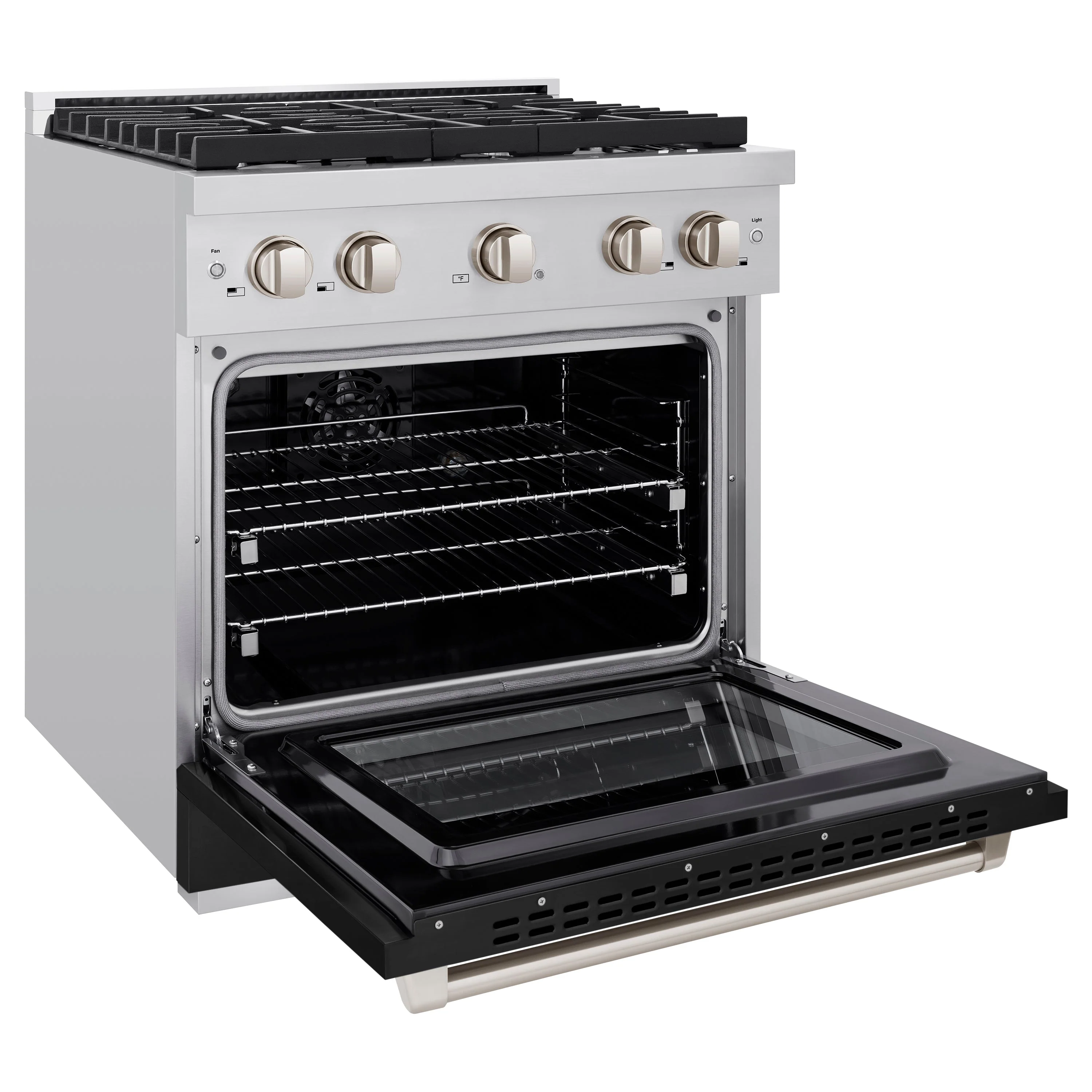 ZLINE 30 in. 4.2 cu. ft. Paramount Dual Fuel Range with 4 Burner Gas Cooktop and Electric Convection Oven in Stainless Steel with Black Matte Door (SDR-BLM-30) - Image 7