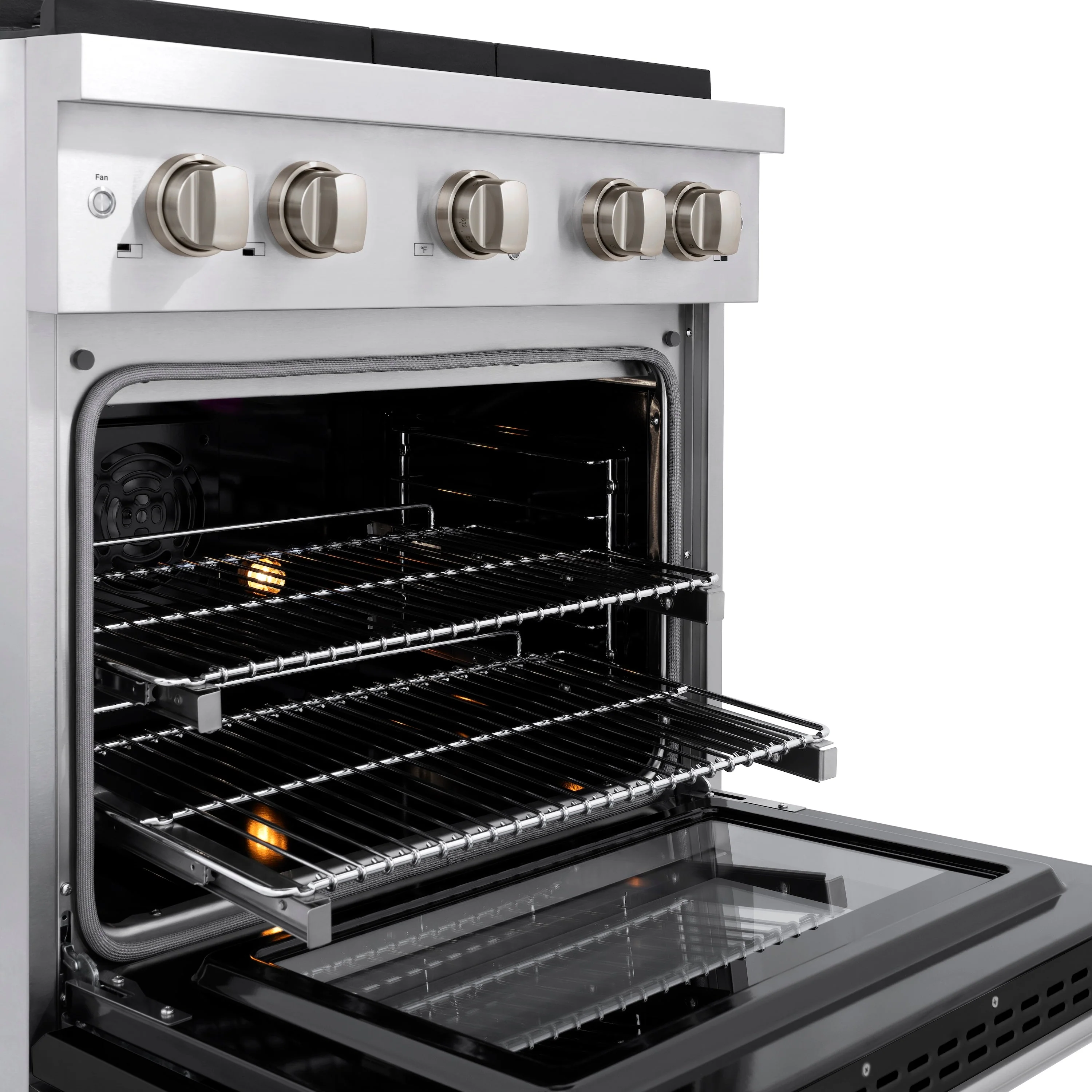 ZLINE 30 in. 4.2 cu. ft. Paramount Dual Fuel Range with 4 Burner Gas Cooktop and Electric Convection Oven in Stainless Steel with Black Matte Door (SDR-BLM-30) - Image 8