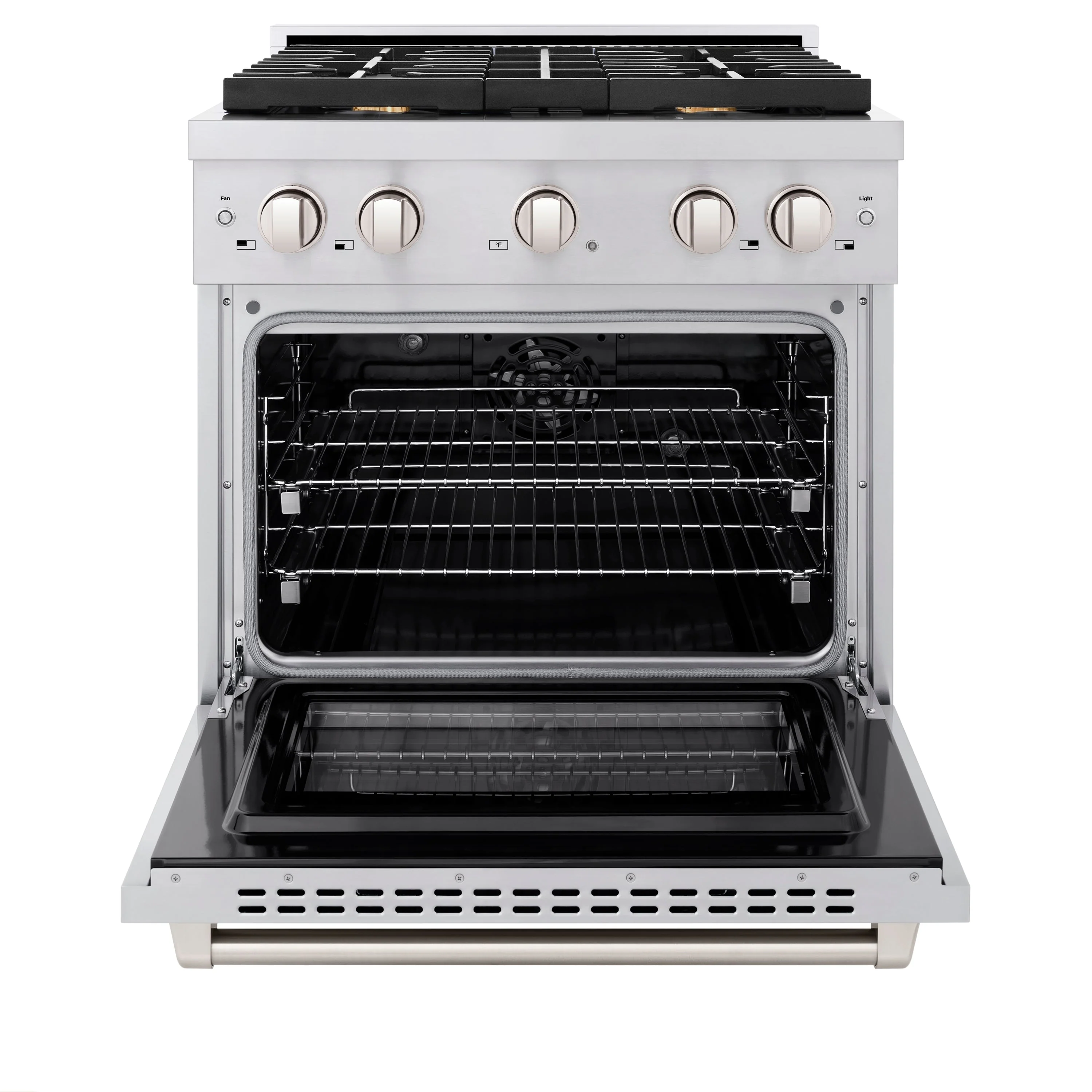 ZLINE 30 in. 4.2 cu. ft. Paramount Dual Fuel Range with Gas Cooktop and Electric Convection Oven in Stainless Steel with 4 Brass Burners (SDR-BR-30) - Image 4
