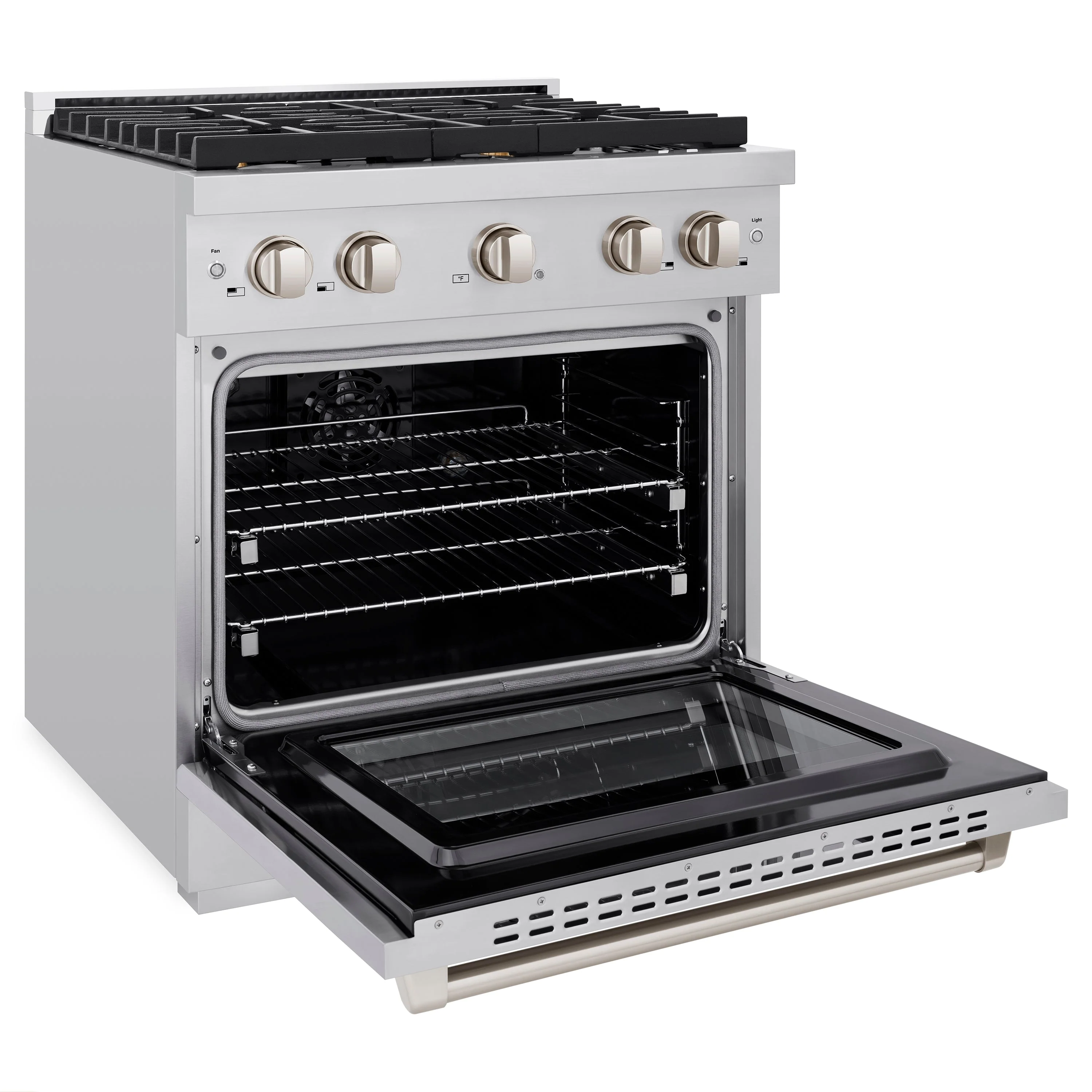 ZLINE 30 in. 4.2 cu. ft. Paramount Dual Fuel Range with Gas Cooktop and Electric Convection Oven in Stainless Steel with 4 Brass Burners (SDR-BR-30) - Image 5