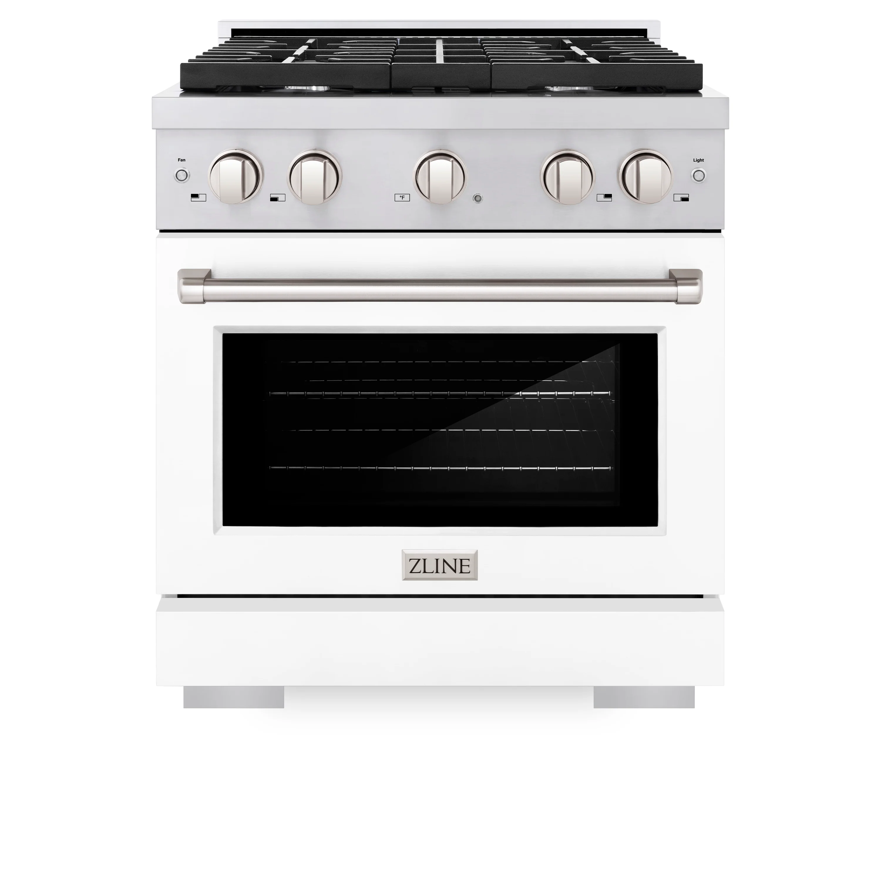 ZLINE 30 in. 4.2 cu. ft. Paramount Dual Fuel Range with 4 Burner Gas Cooktop and Electric Convection Oven in Stainless Steel with White Matte Door (SDR-WM-30) - Image 3