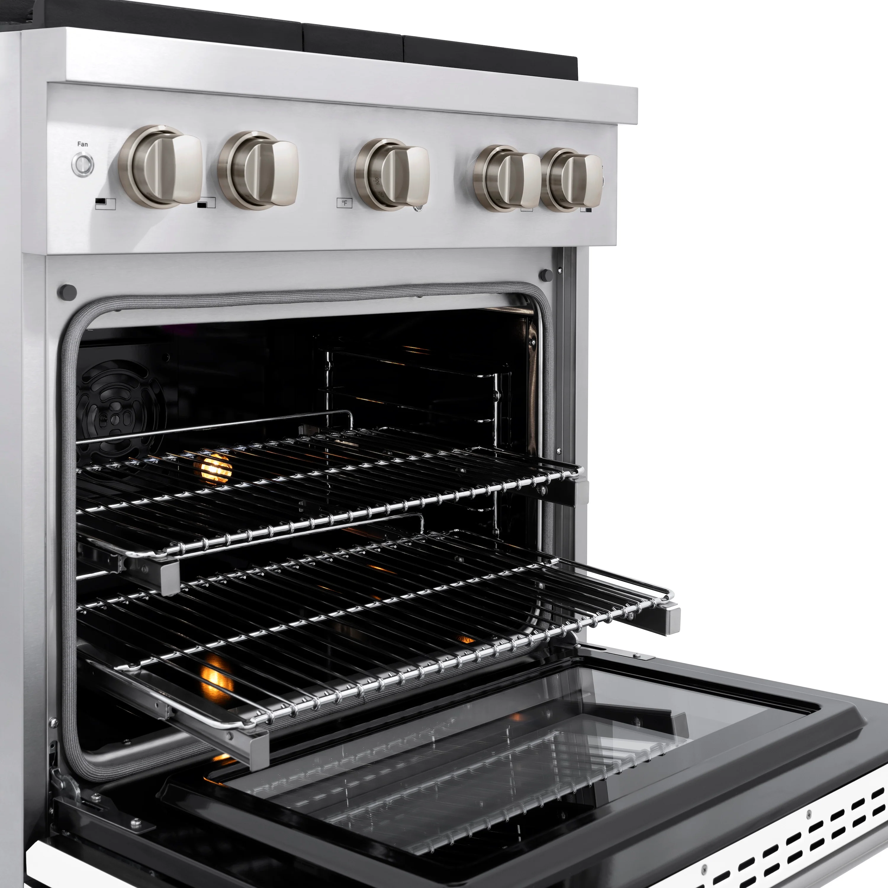 ZLINE 30 in. 4.2 cu. ft. Paramount Dual Fuel Range with 4 Burner Gas Cooktop and Electric Convection Oven in Stainless Steel with White Matte Door (SDR-WM-30) - Image 7