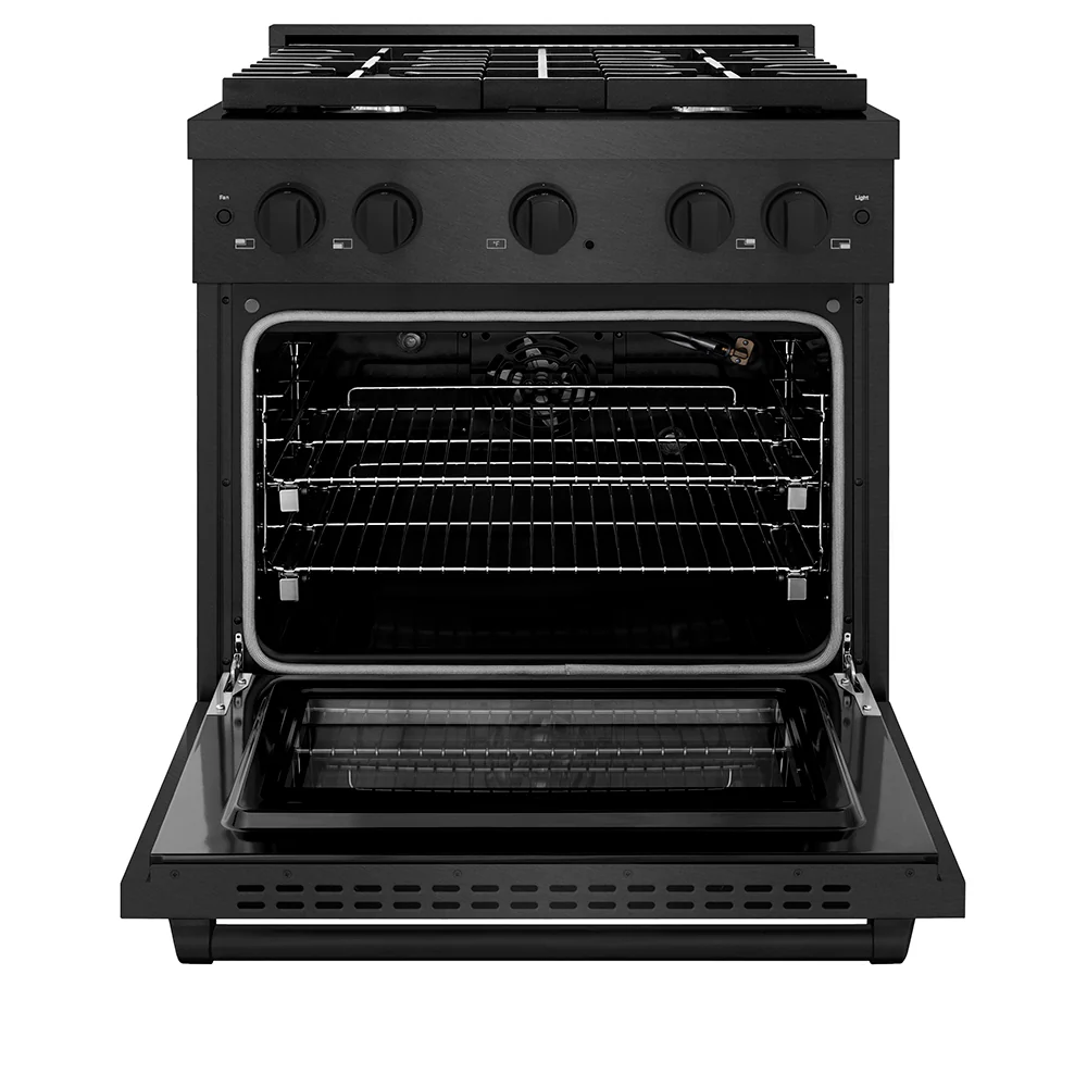 ZLINE 30 in. 4.2 cu. ft. Paramount Gas Range with 4 Burner Cooktop and Convection Gas Oven in Black Satin Stainless Steel (SGRBS-30) - Image 3