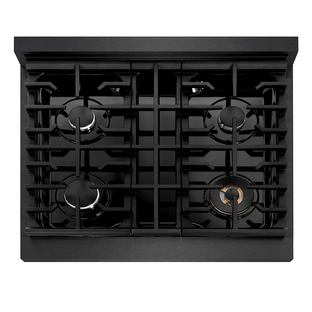 ZLINE 30 in. 4.2 cu. ft. Paramount Gas Range with 4 Burner Cooktop and Convection Gas Oven in Black Satin Stainless Steel (SGRBS-30) - Image 4