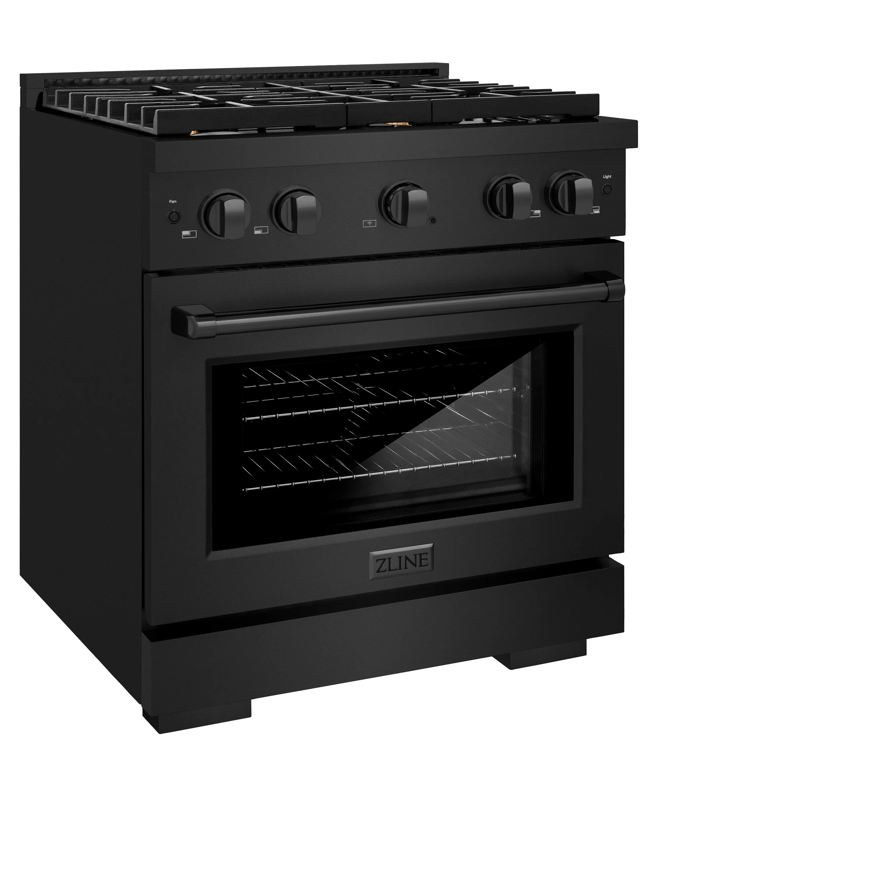 ZLINE 30 in. 4.2 cu. ft. Paramount Gas Range with Convection Gas Oven in Black Stainless Steel with 4 Brass Burners (SGRB-BR-30) - Image 4