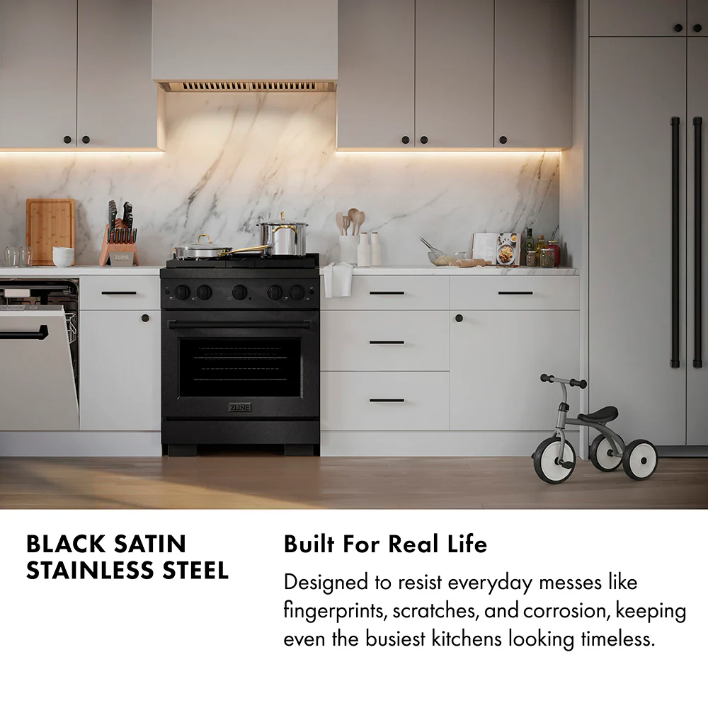 ZLINE 30 in. 4.2 cu. ft. Paramount Gas Range with 4 Burner DuoPro™ Cooktop and Convection Gas Oven in Black Satin Stainless Steel (PSGRBS-30) - Image 11